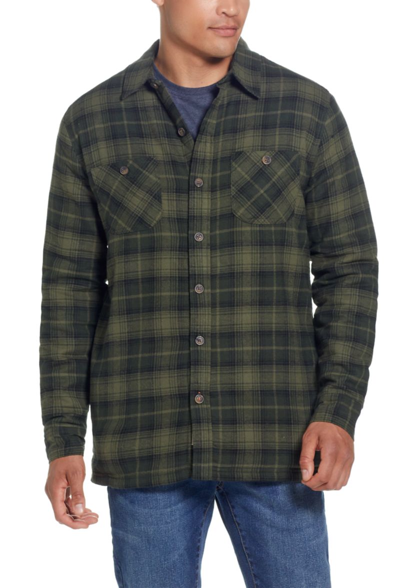 Mens Sherpa Lined Flannel Shirt Jacket