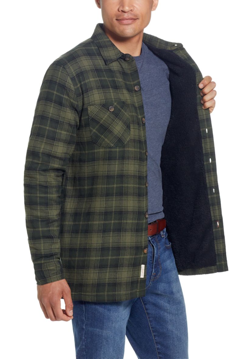 Mens Sherpa Lined Flannel Shirt Jacket
