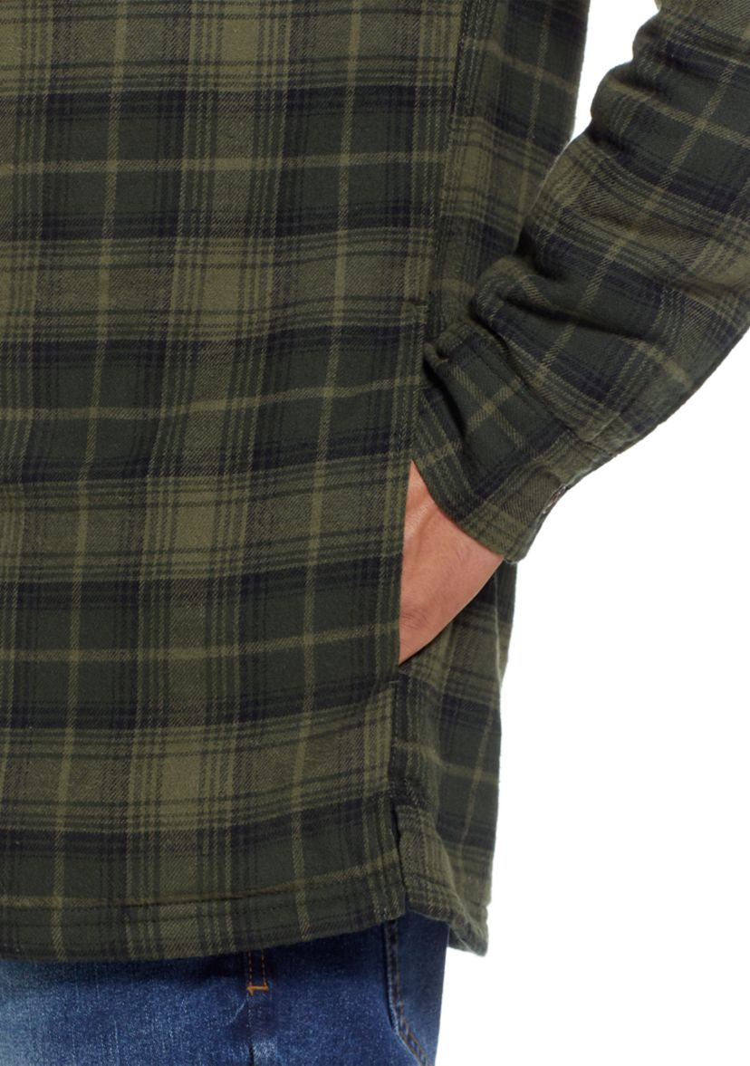 Mens Sherpa Lined Flannel Shirt Jacket
