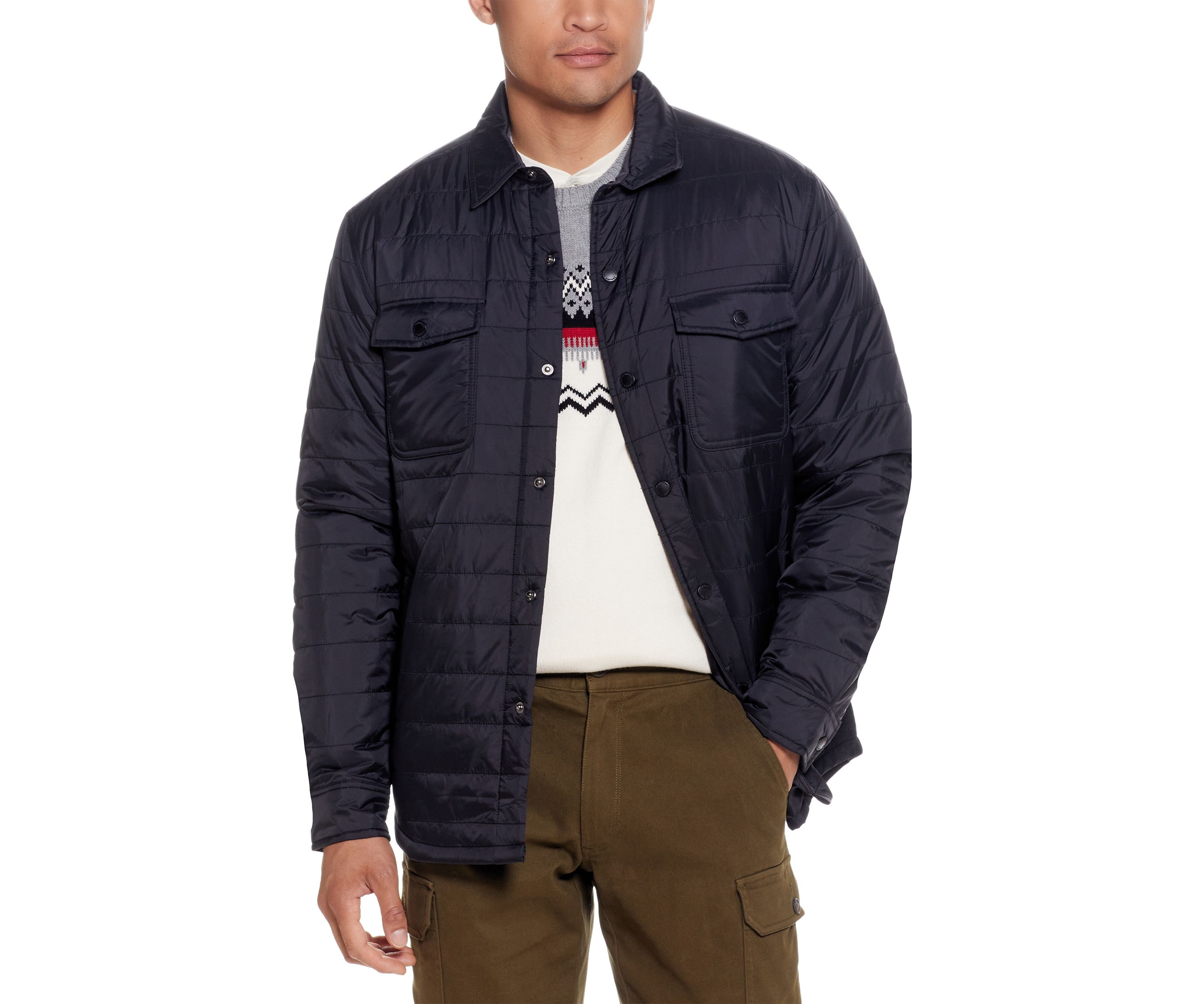 Mens Horizontal Quilted Shirt Jacket 