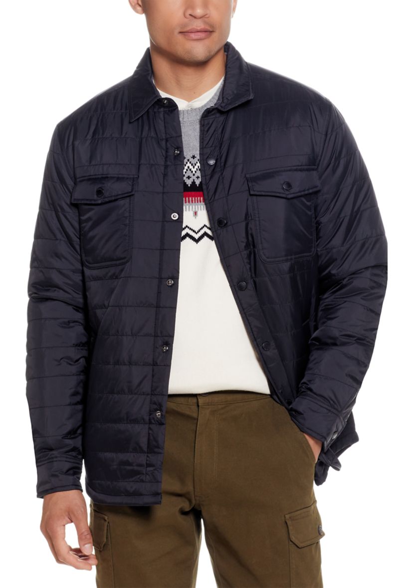Mens Horizontal Quilted Shirt Jacket 