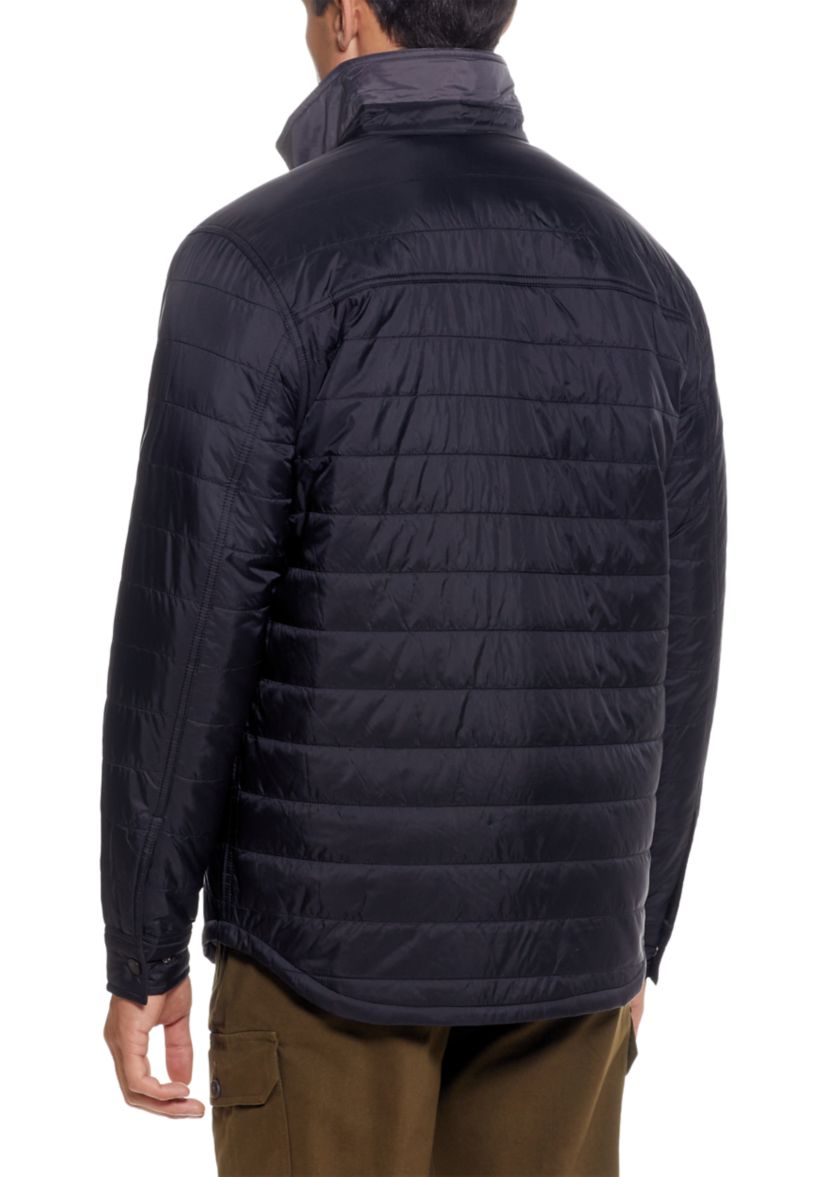 Mens Horizontal Quilted Shirt Jacket 