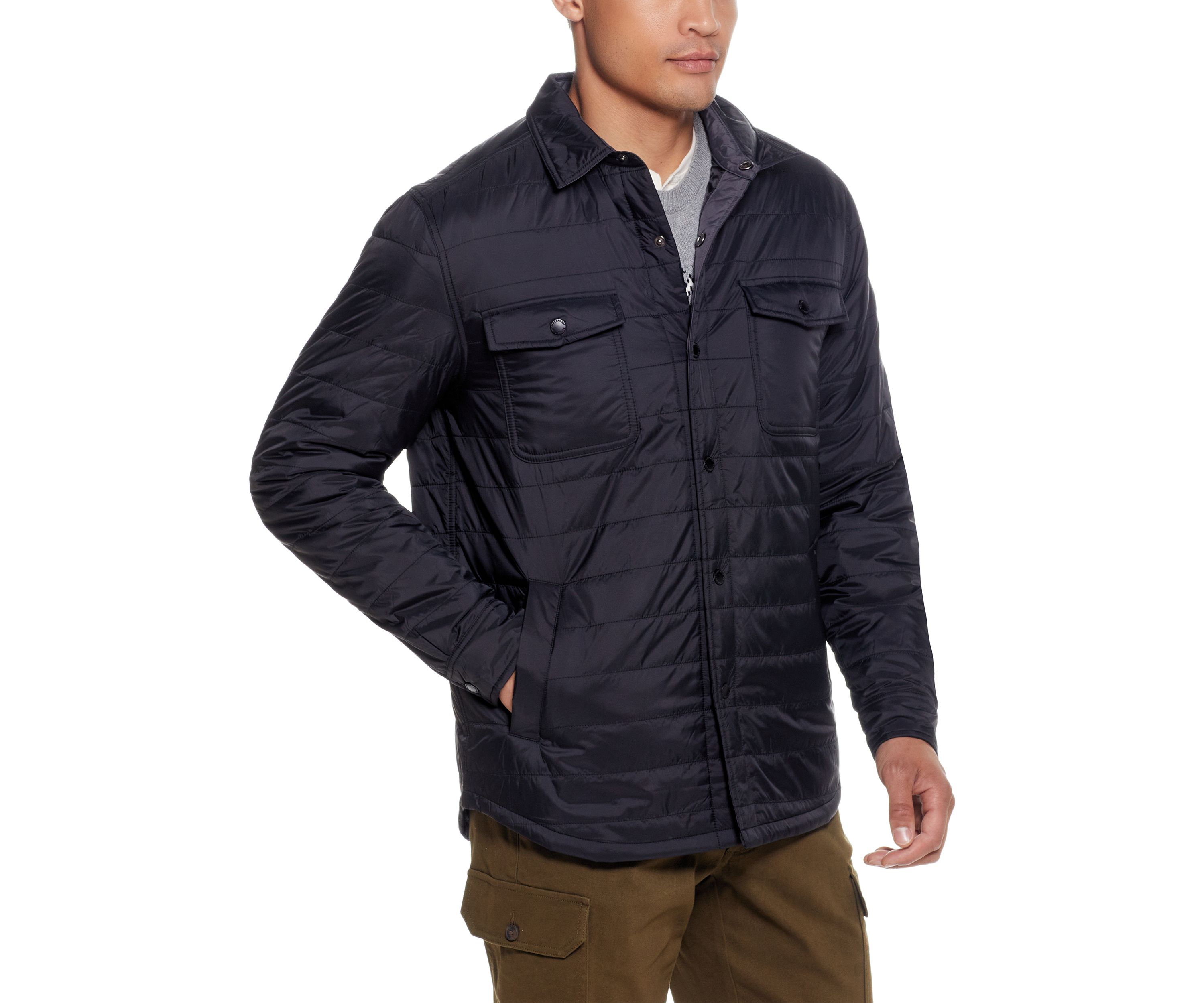 Mens Horizontal Quilted Shirt Jacket 