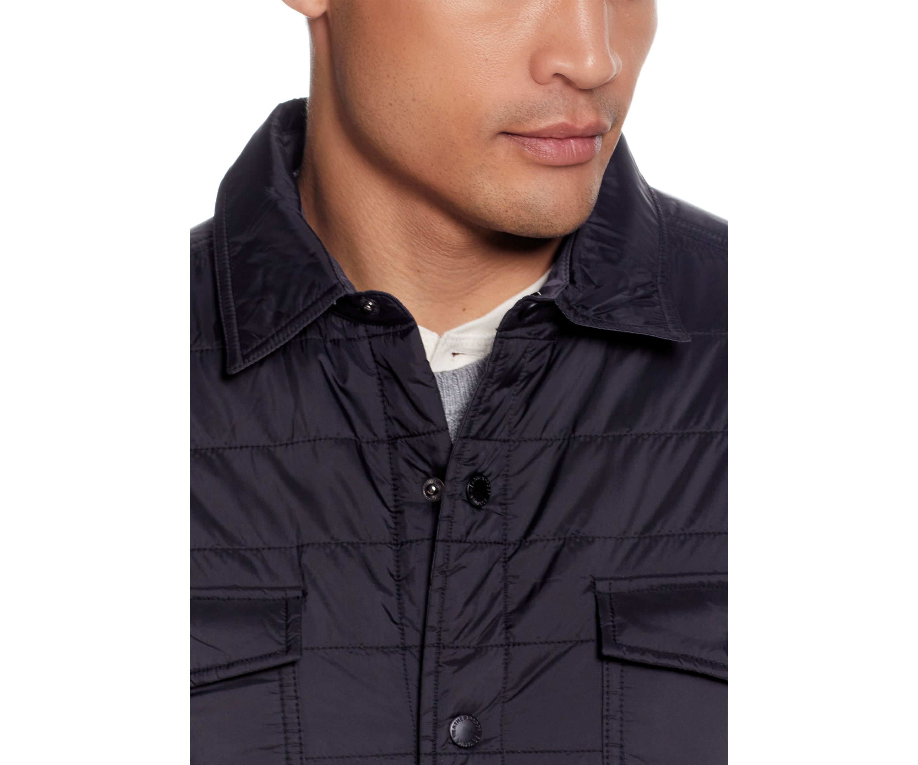 Mens Horizontal Quilted Shirt Jacket 