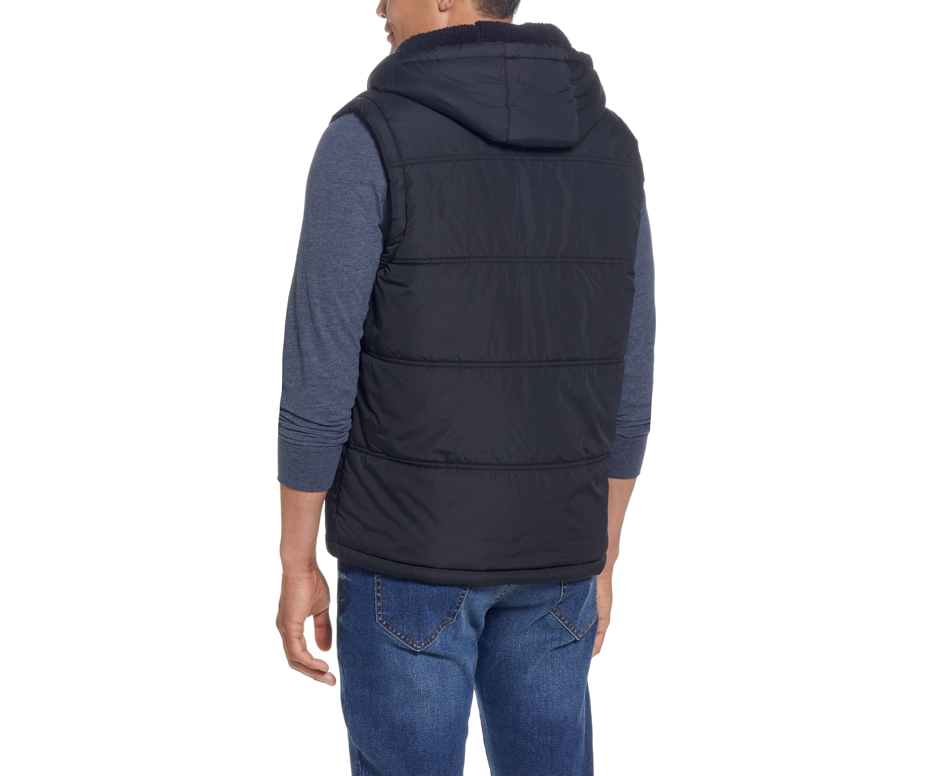 Mens Sherpa Lined Hooded Puffer Vest