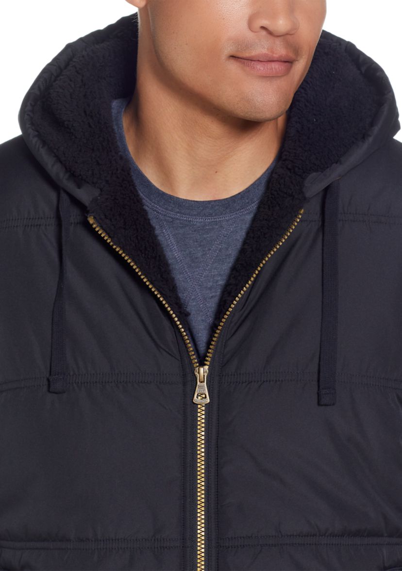 Mens Sherpa Lined Hooded Puffer Vest