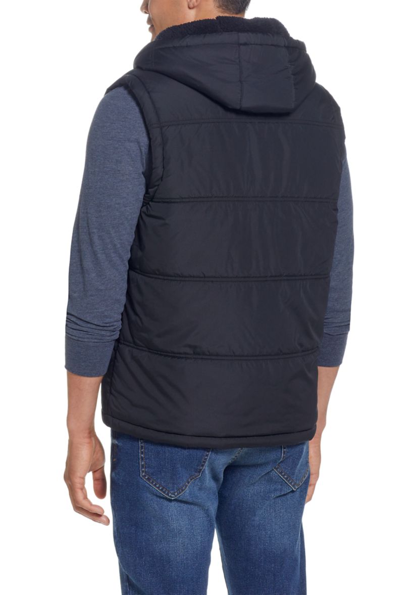 Mens Sherpa Lined Hooded Puffer Vest