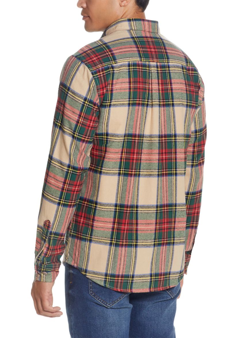 Mens Plaid Flannel Button Down Shirt