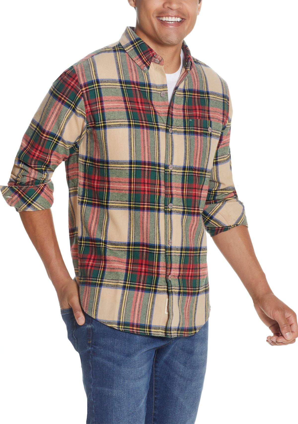 Mens Plaid Flannel Button Down Shirt