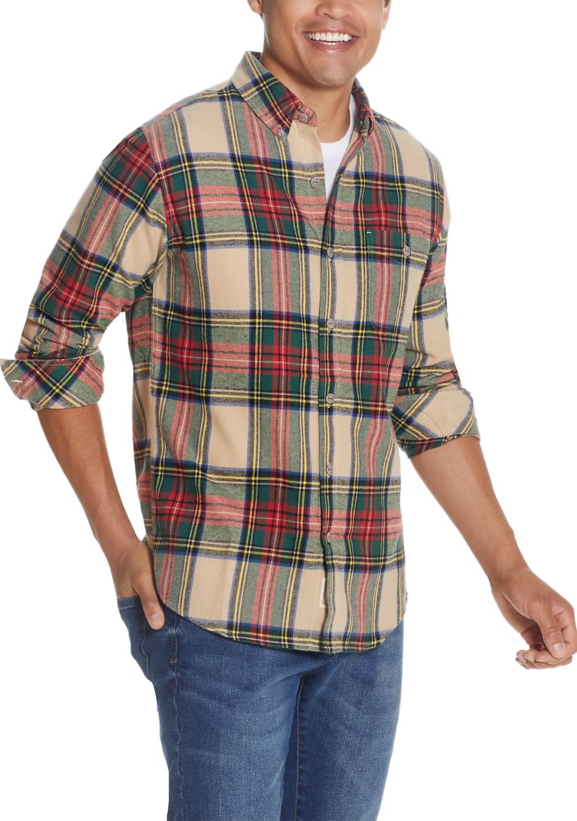 Mens Plaid Flannel Button Down Shirt