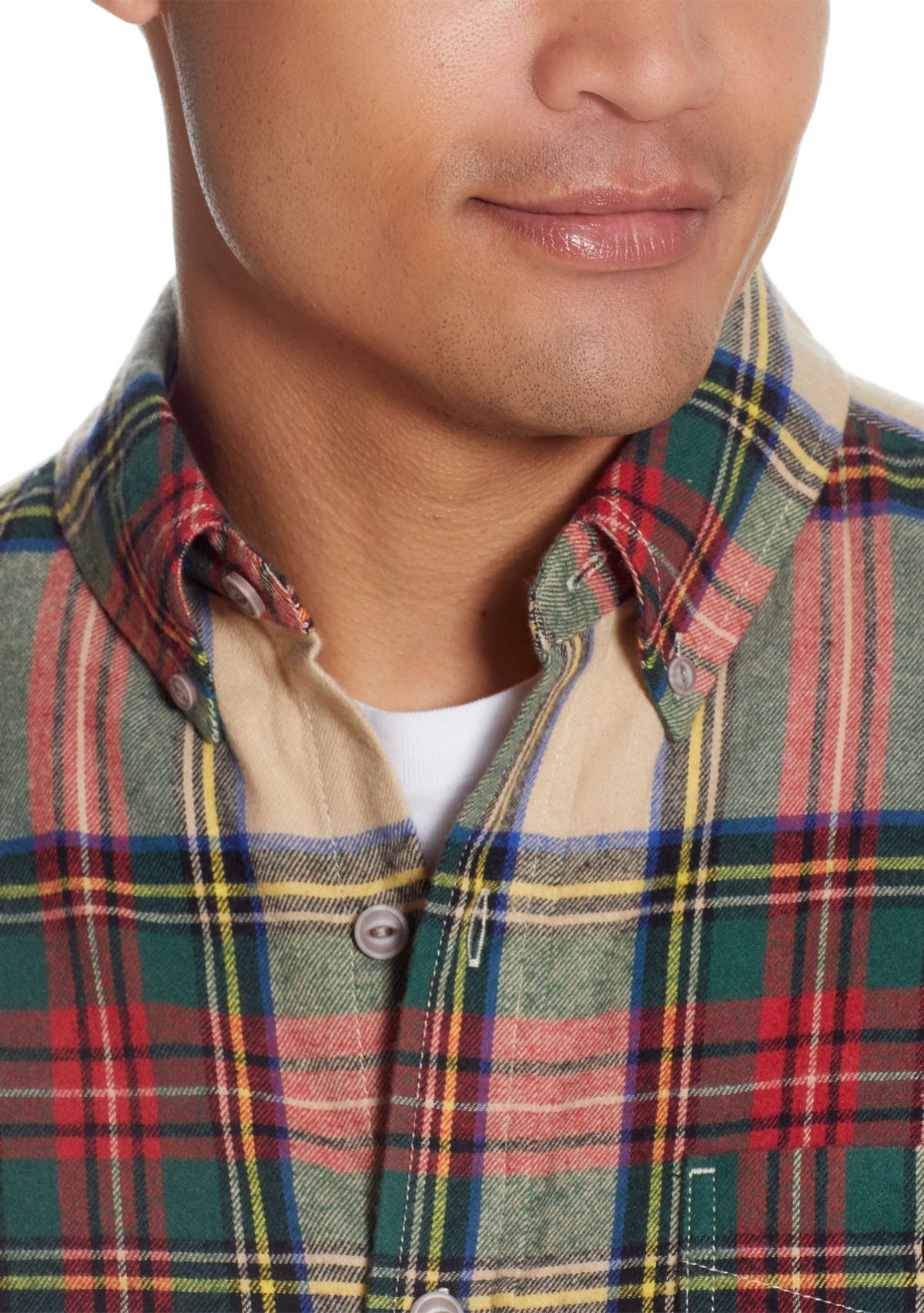 Mens Plaid Flannel Button Down Shirt