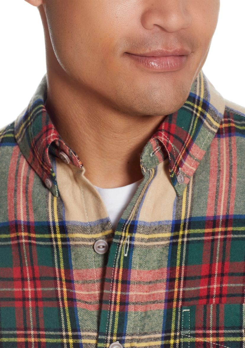 Mens Plaid Flannel Button Down Shirt