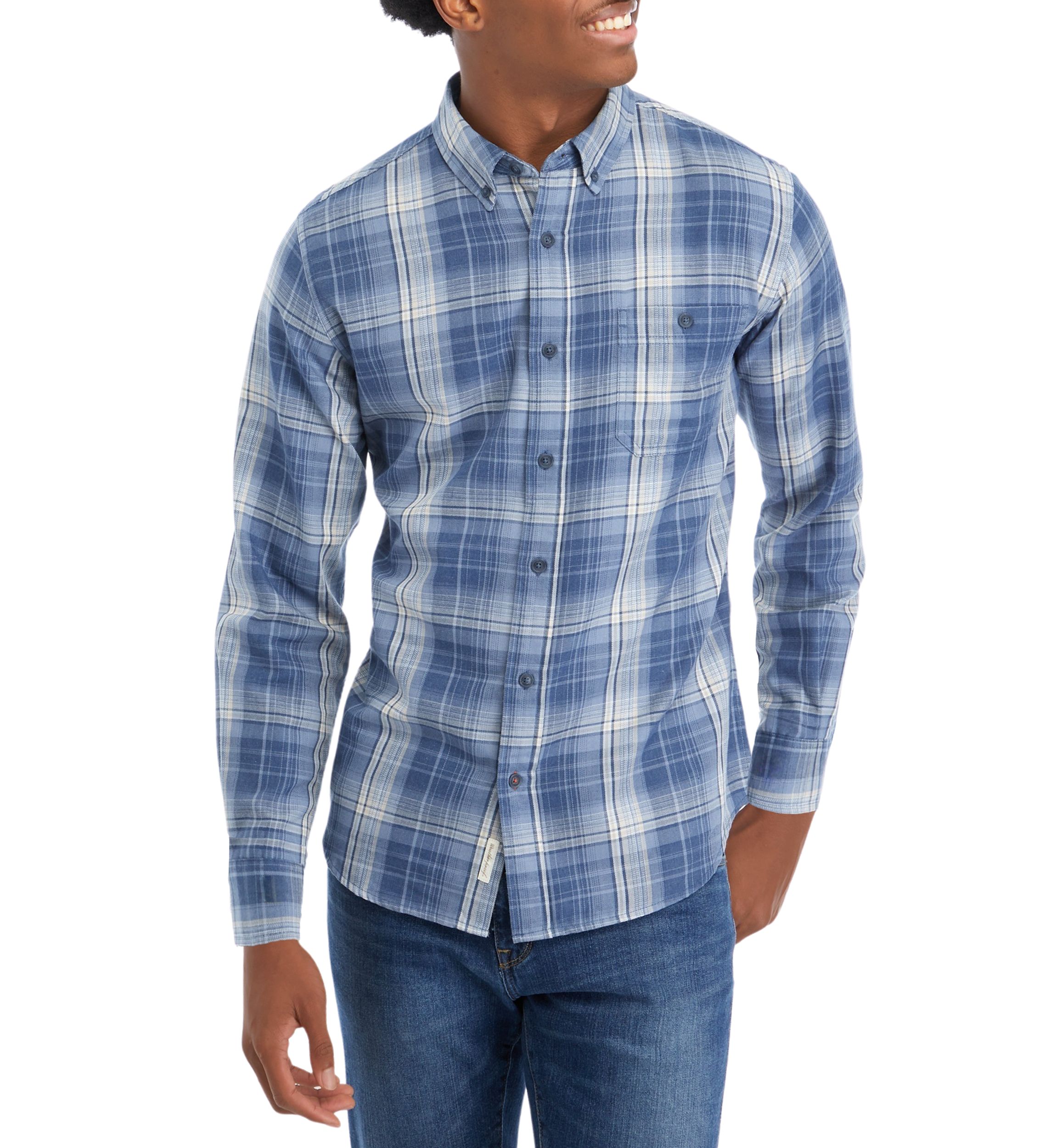 Mens Burnout Flannel Button Down Shirt