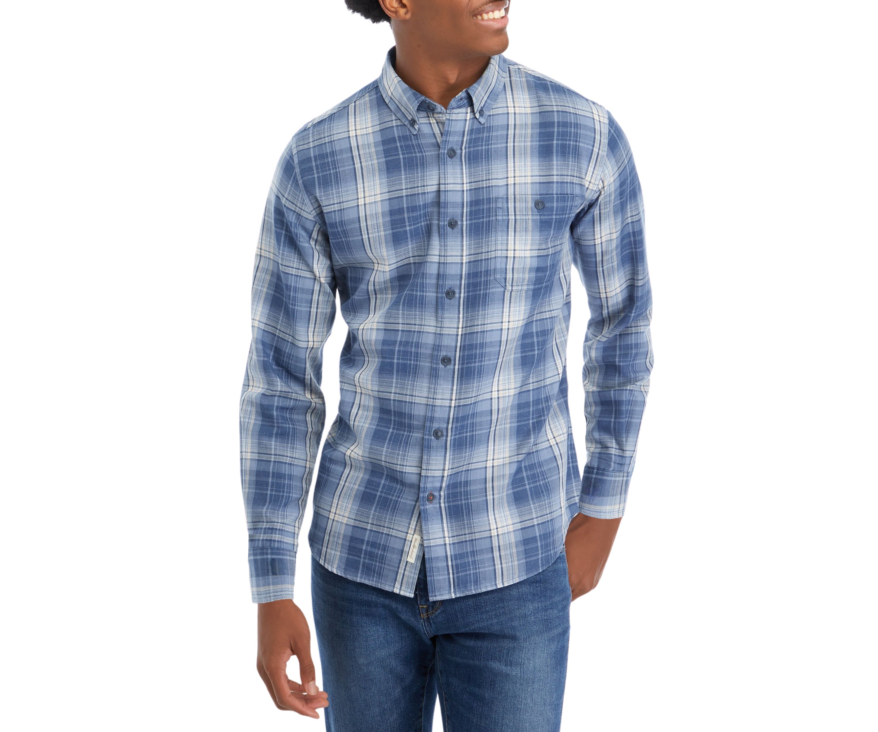 Mens Burnout Flannel Button Down Shirt