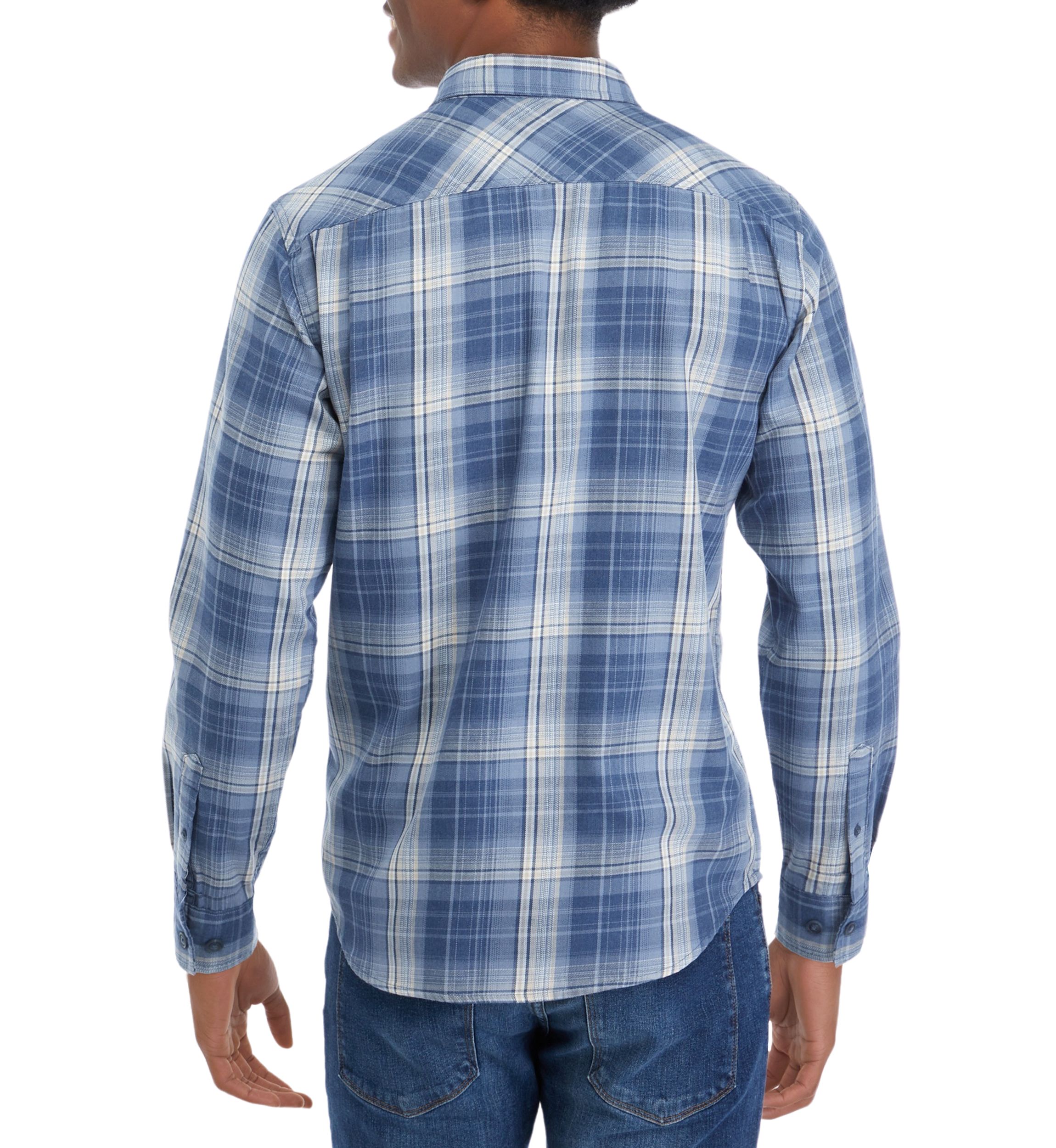Mens Burnout Flannel Button Down Shirt