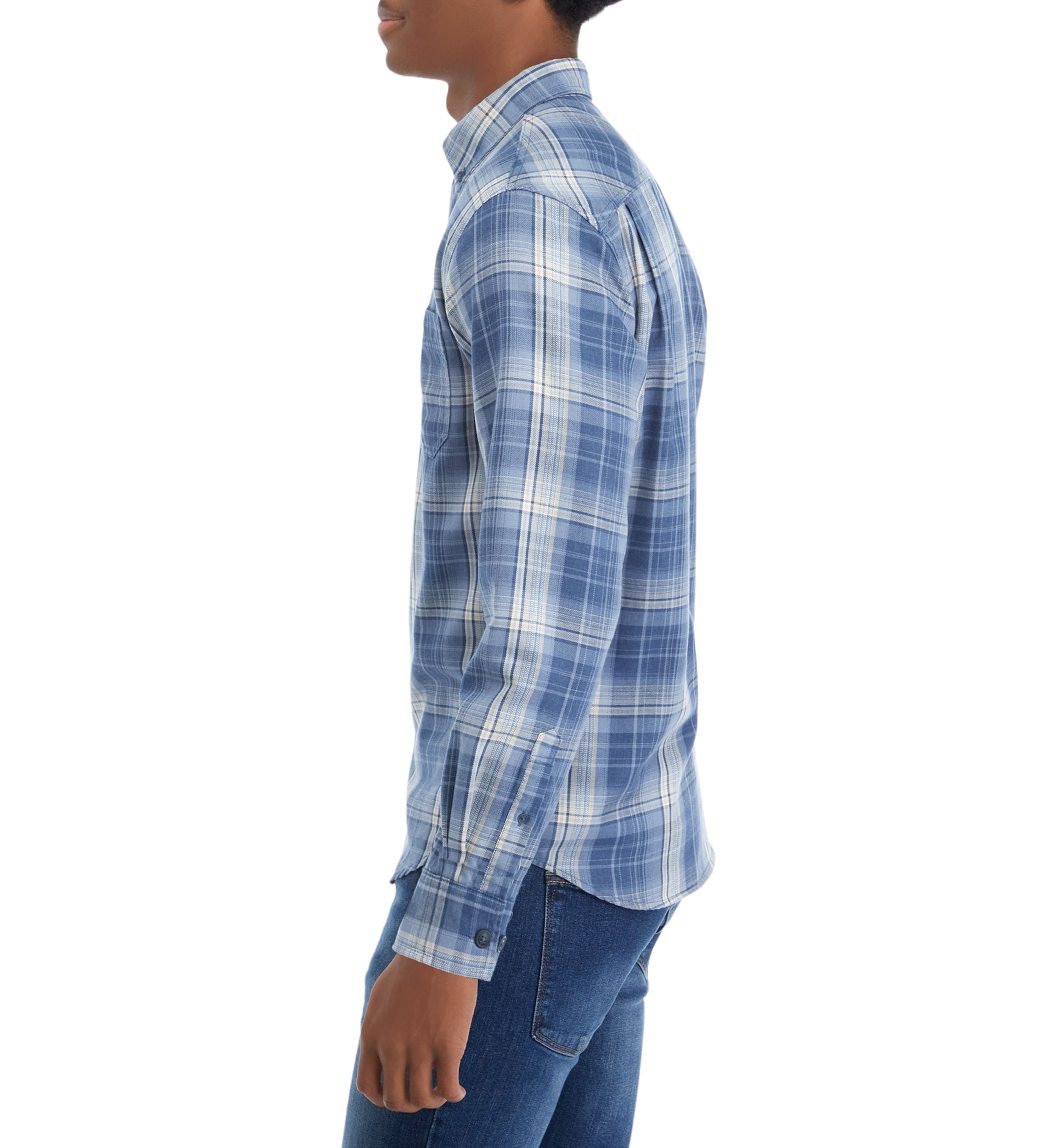 Mens Burnout Flannel Button Down Shirt