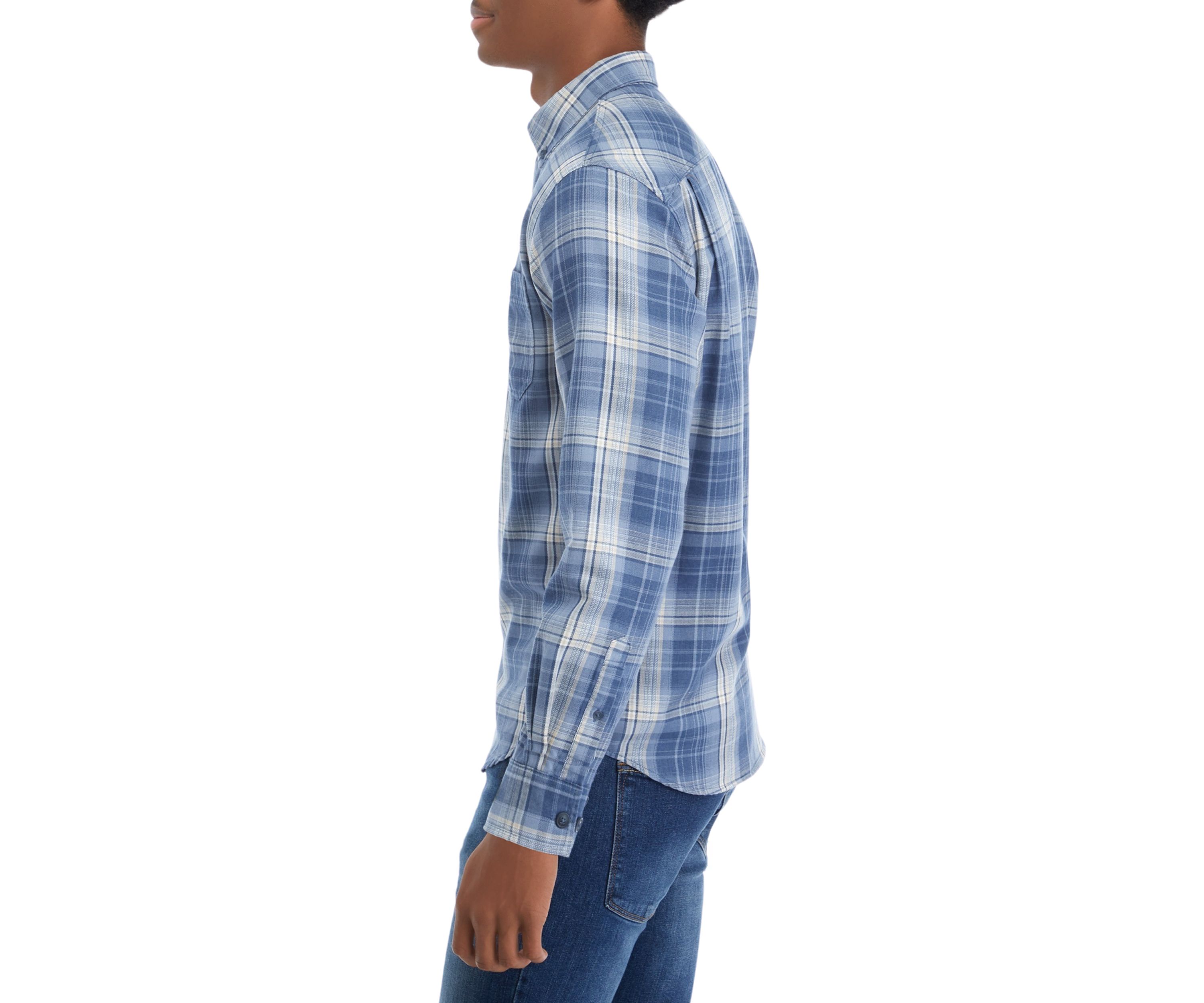 Mens Burnout Flannel Button Down Shirt