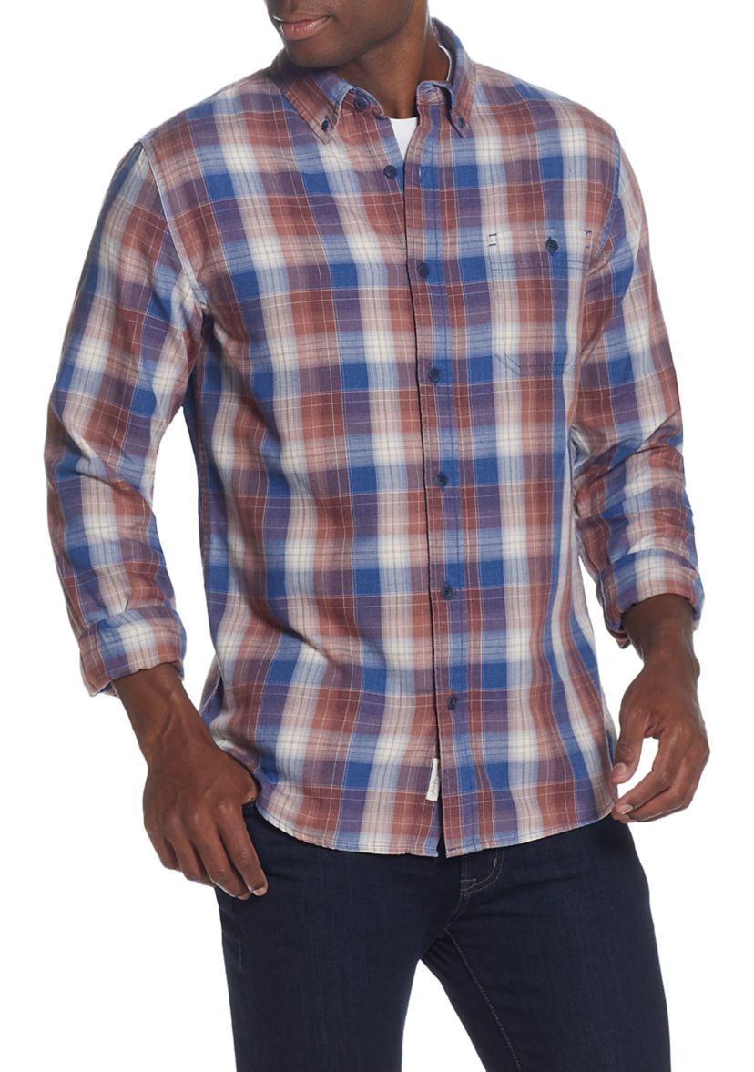 Mens Plaid Printed Burnout Shirt