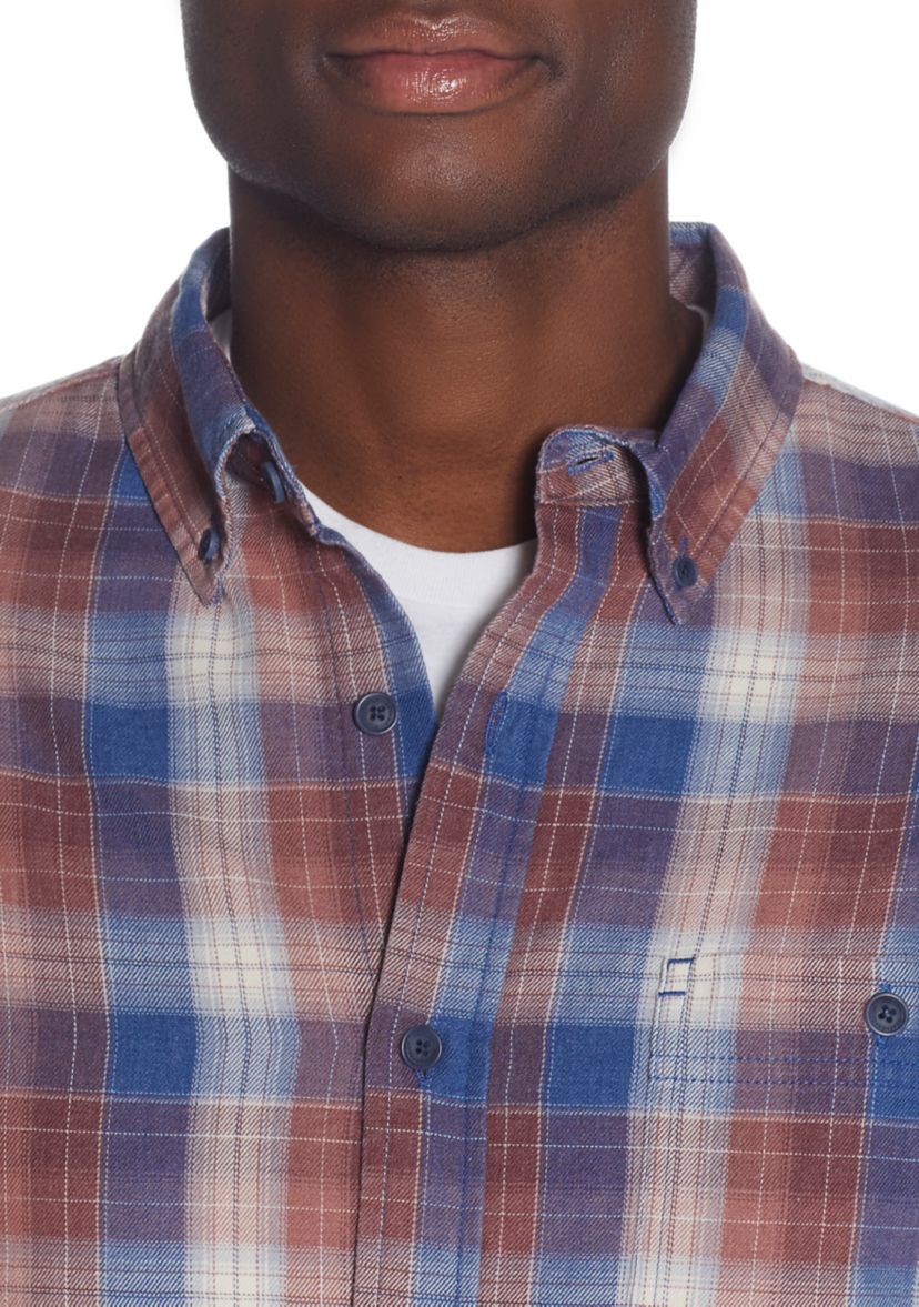 Mens Plaid Printed Burnout Shirt