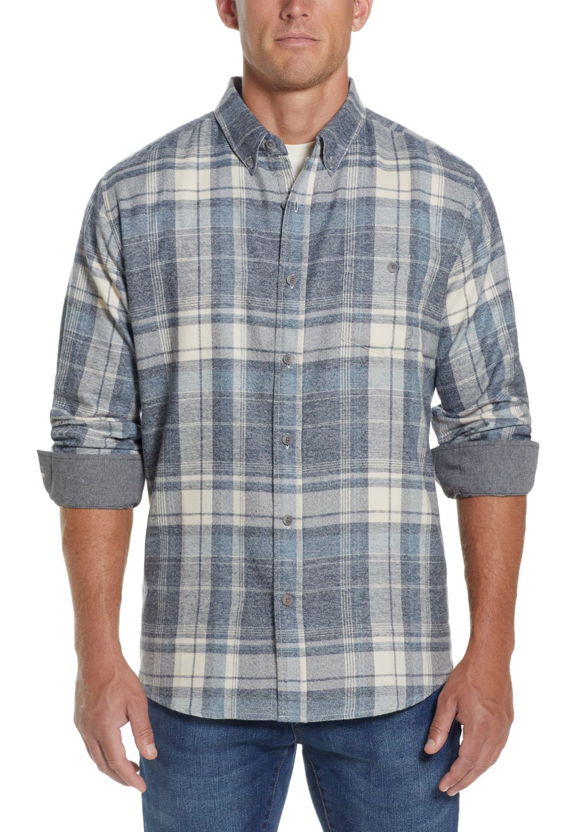 Mens Long Sleeve Brushed Flannel Shirt