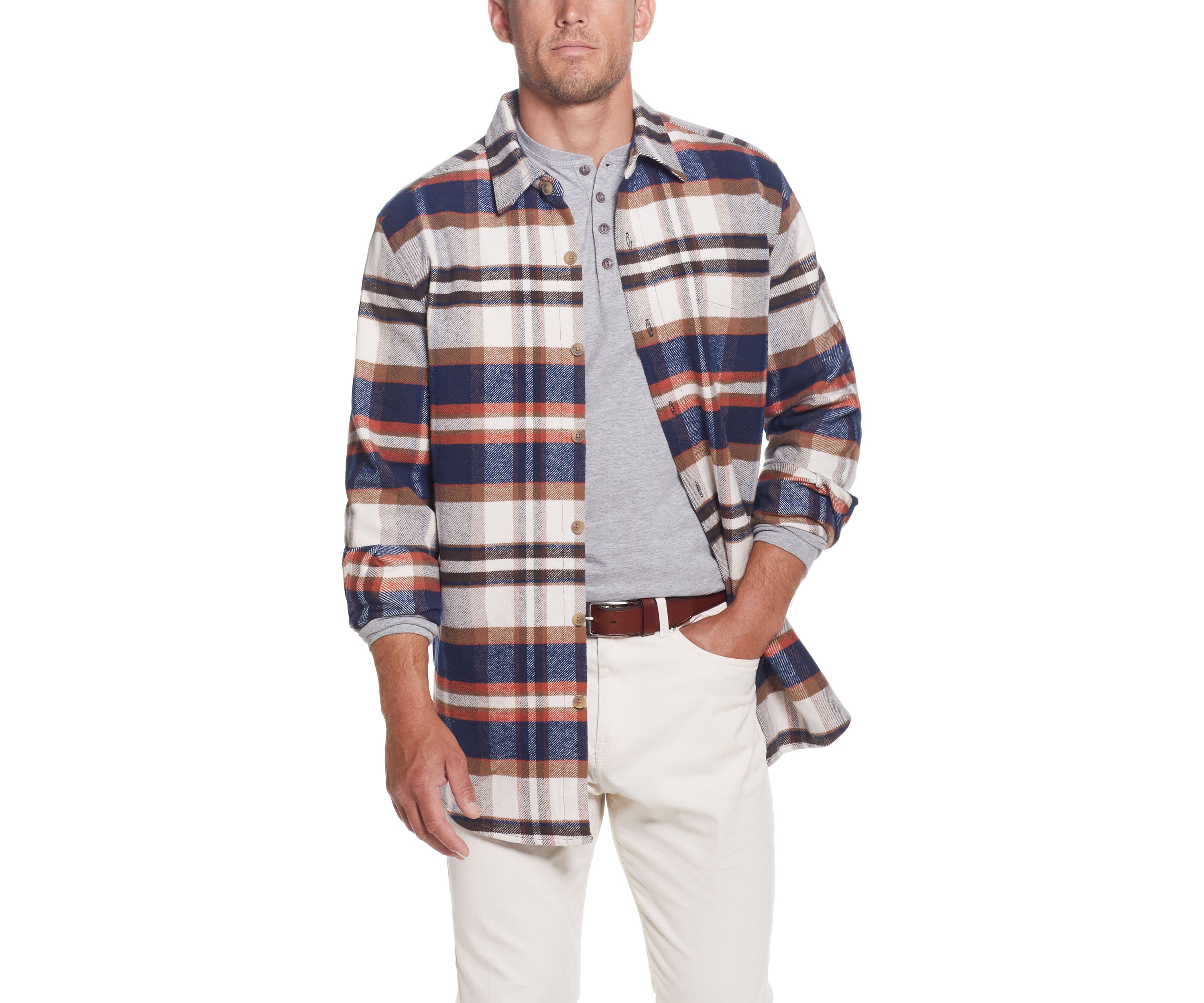 Mens Unlined Plaid Shirt Jacket