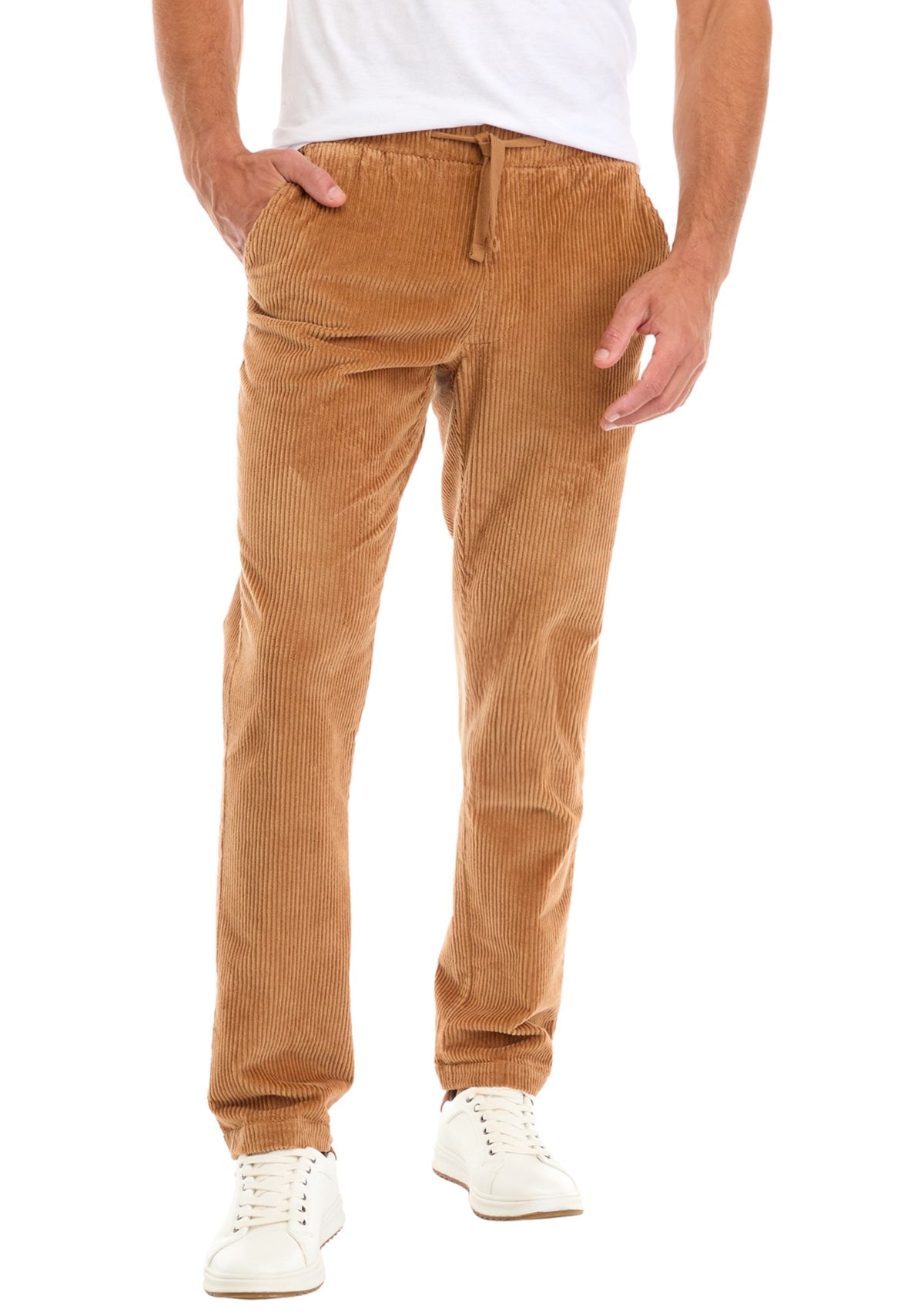 Mens Corduroy Pants with Stretch Waistband 