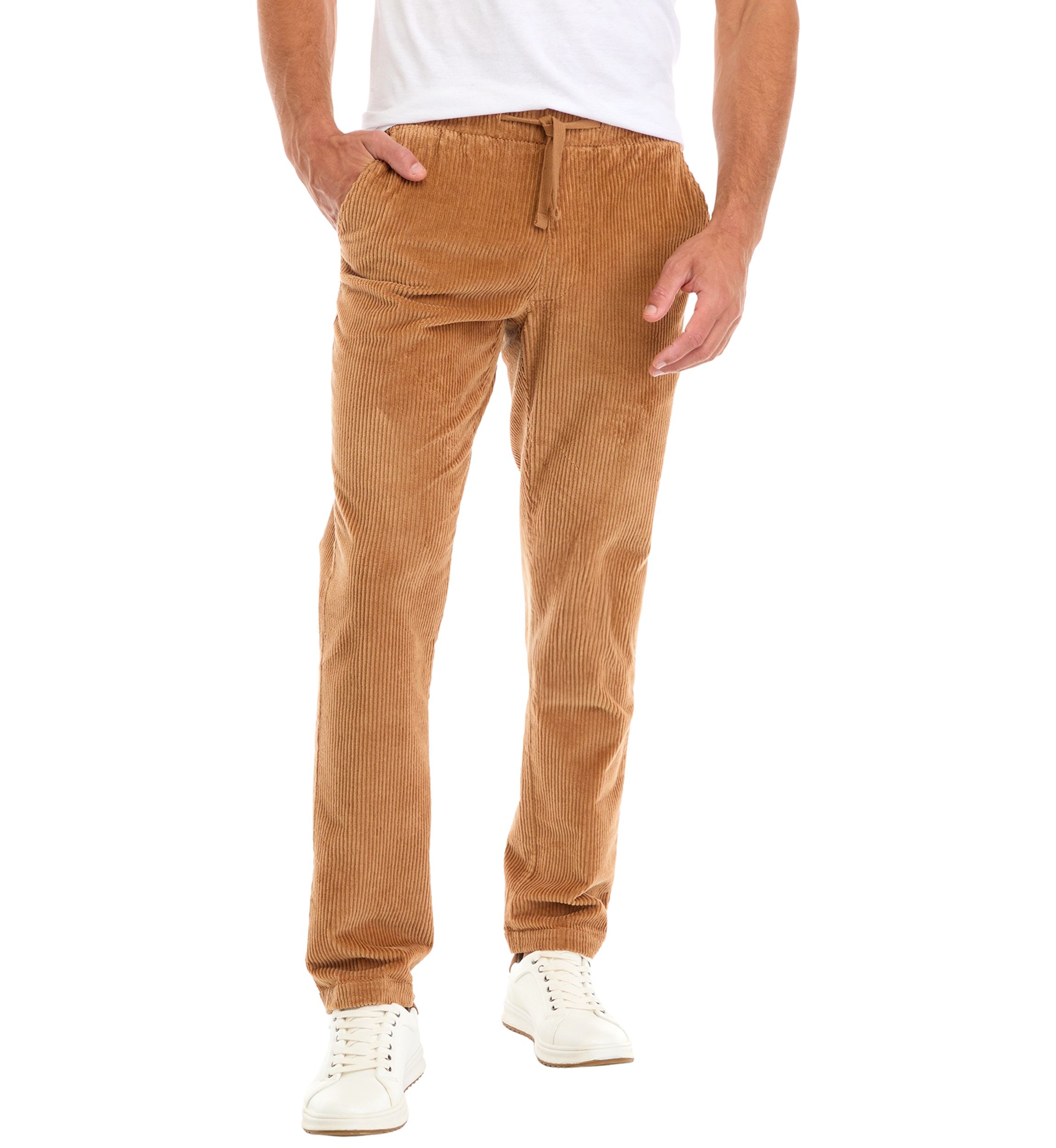 Mens Corduroy Pants with Stretch Waistband 