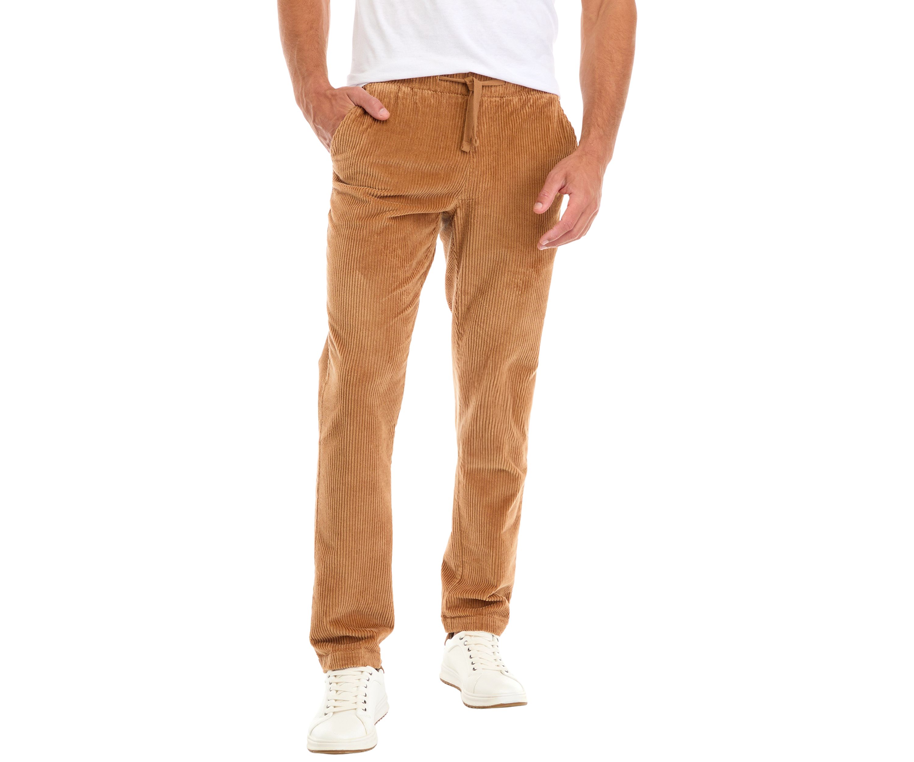 Mens Corduroy Pants with Stretch Waistband 