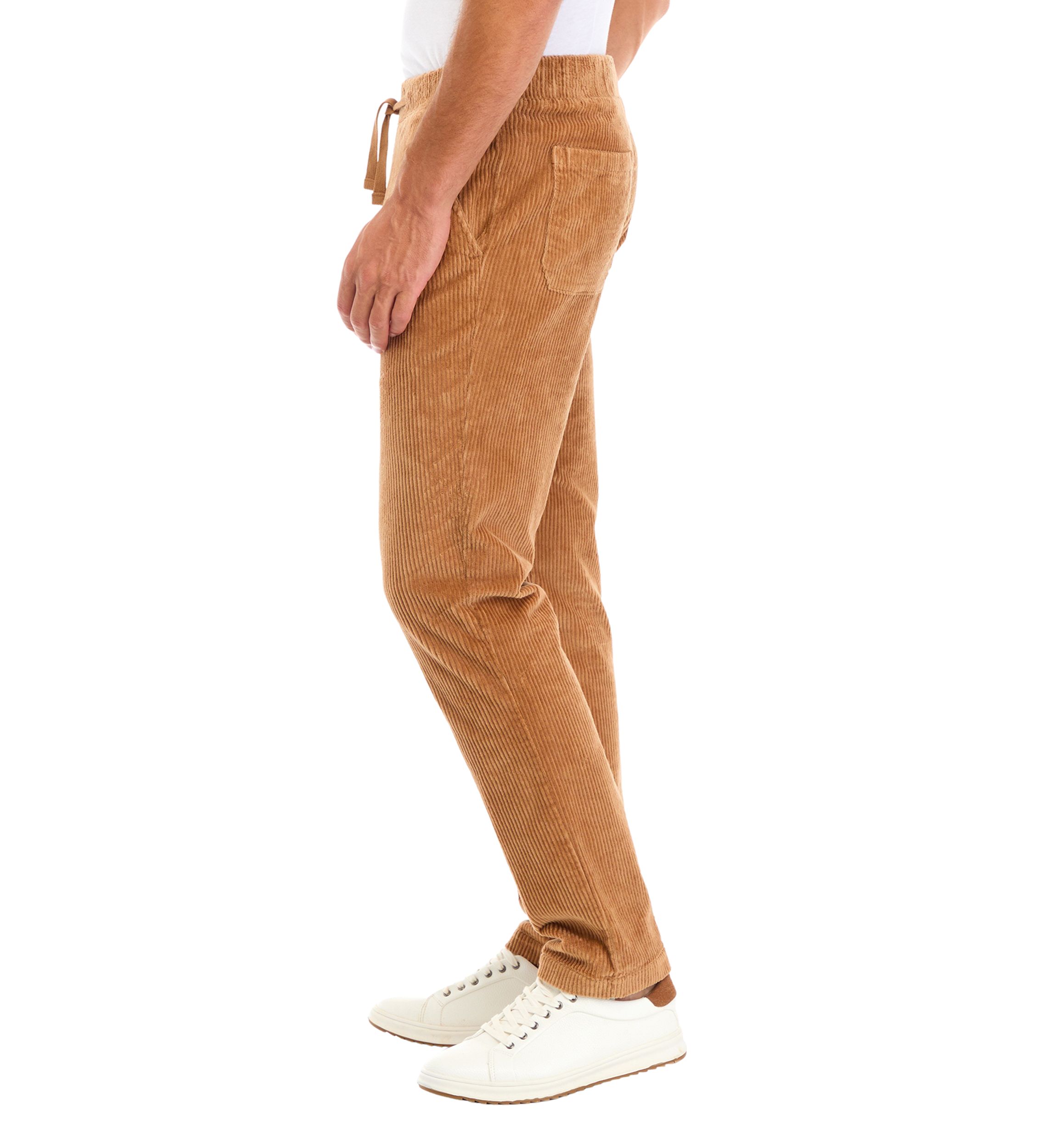 Mens Corduroy Pants with Stretch Waistband 