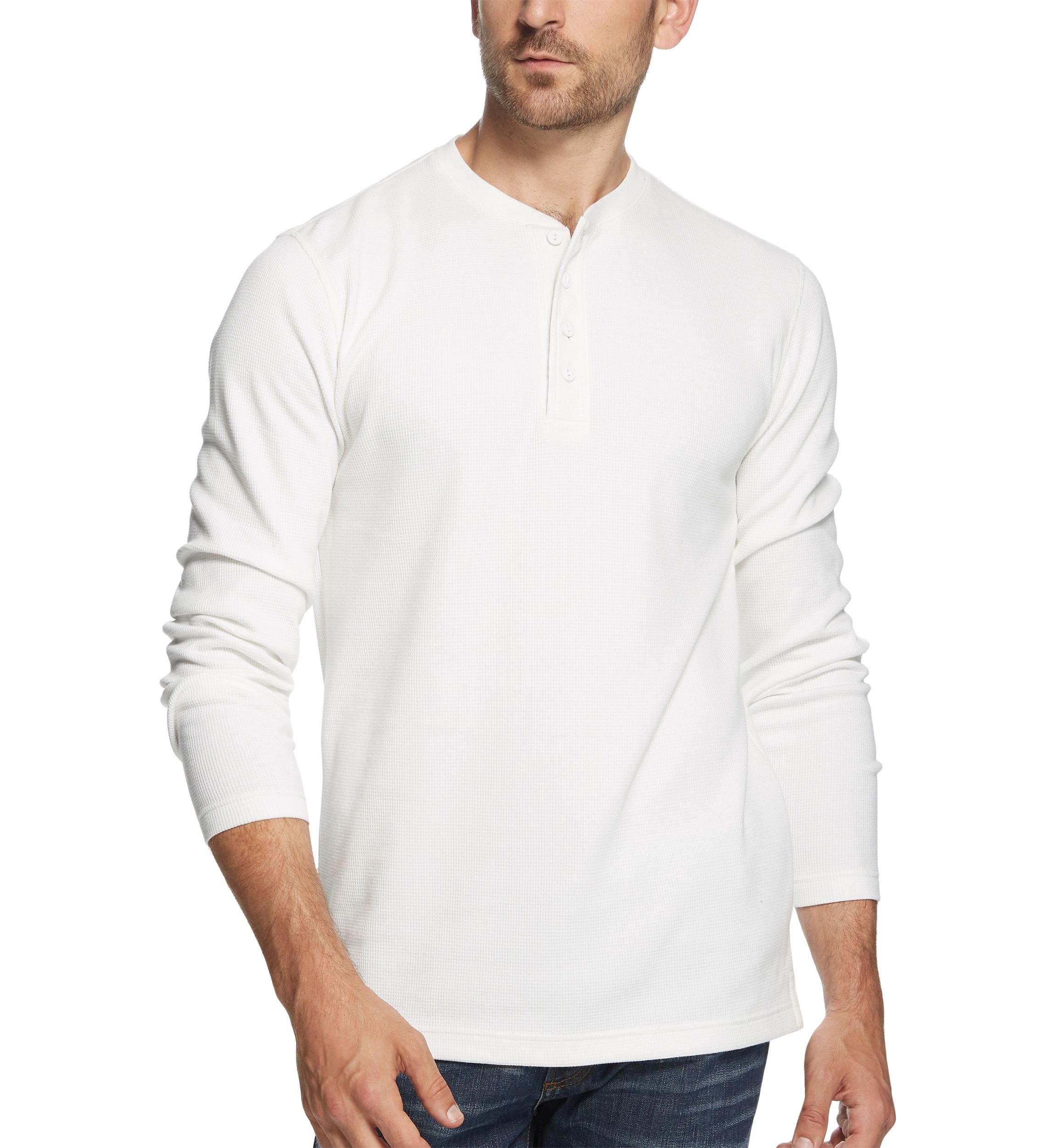 Mens Long Sleeved Waffle Henley T-Shirt