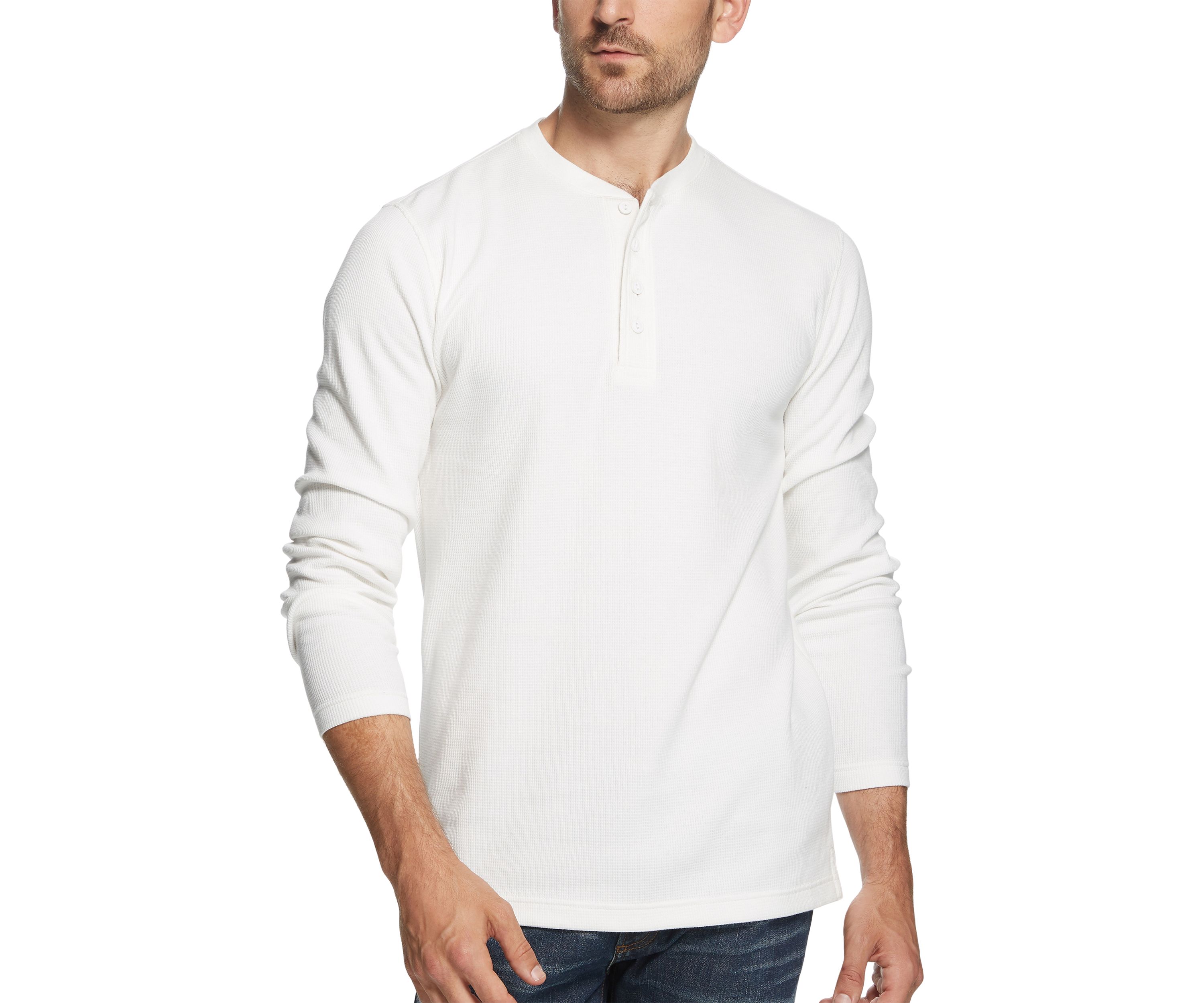 Mens Long Sleeved Waffle Henley T-Shirt