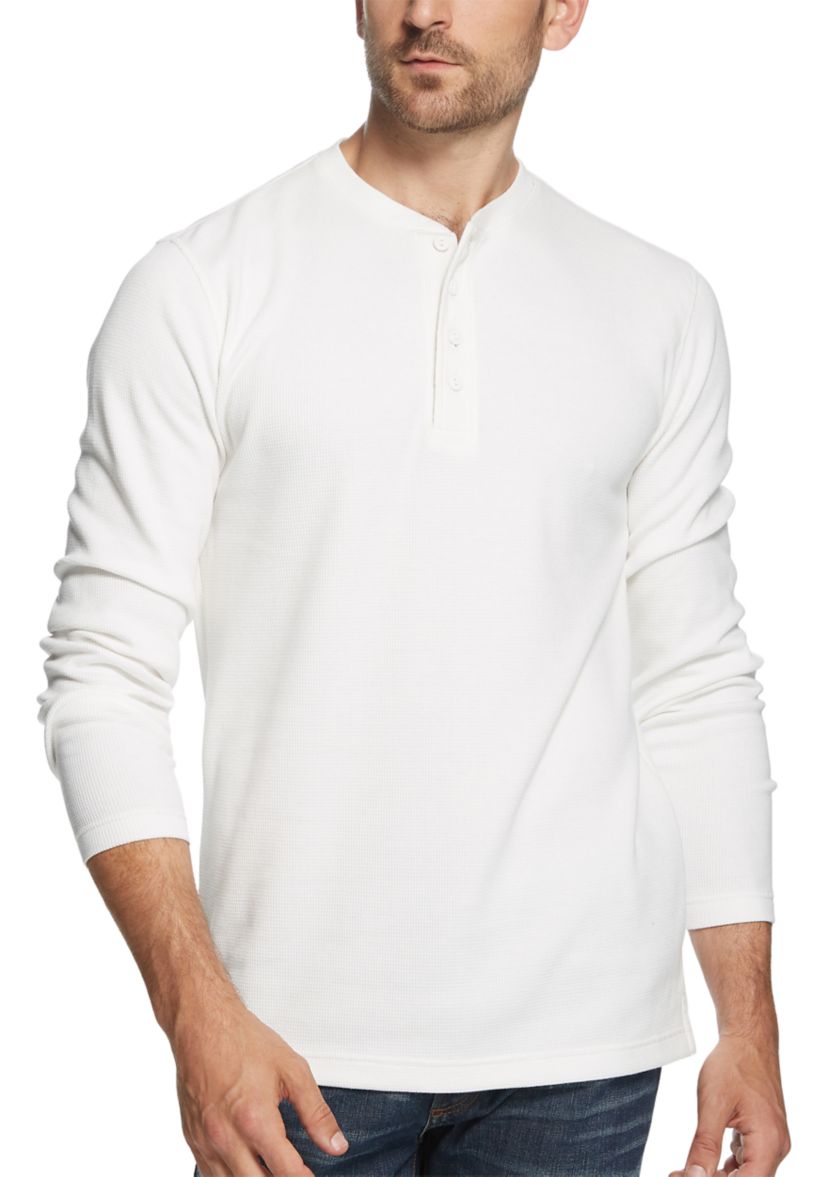 Mens Long Sleeved Waffle Henley T-Shirt