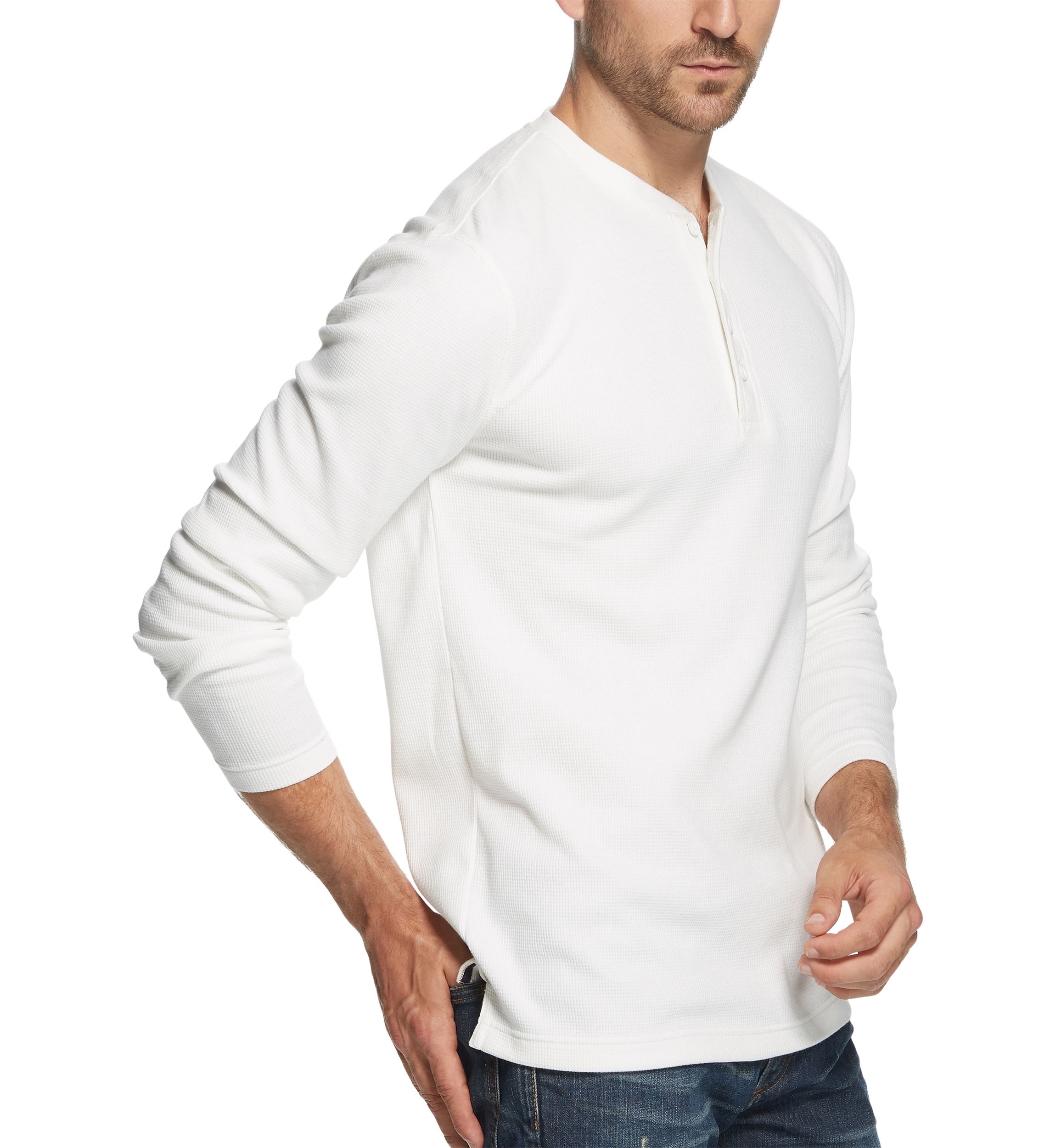 Mens Long Sleeved Waffle Henley T-Shirt