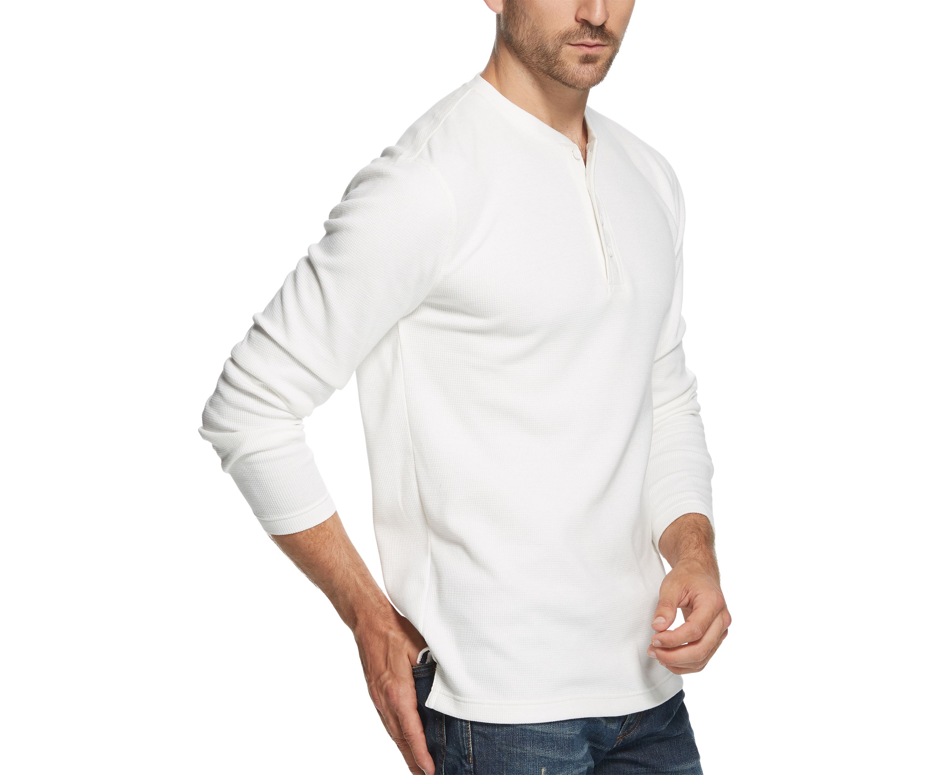 Mens Long Sleeved Waffle Henley T-Shirt