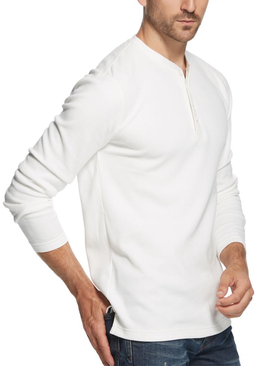 Mens Long Sleeved Waffle Henley T-Shirt