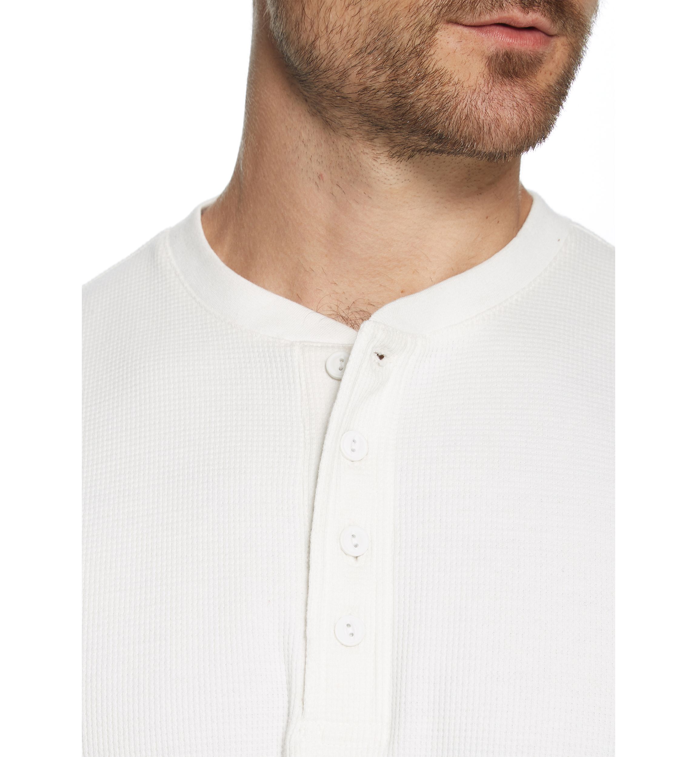 Mens Long Sleeved Waffle Henley T-Shirt
