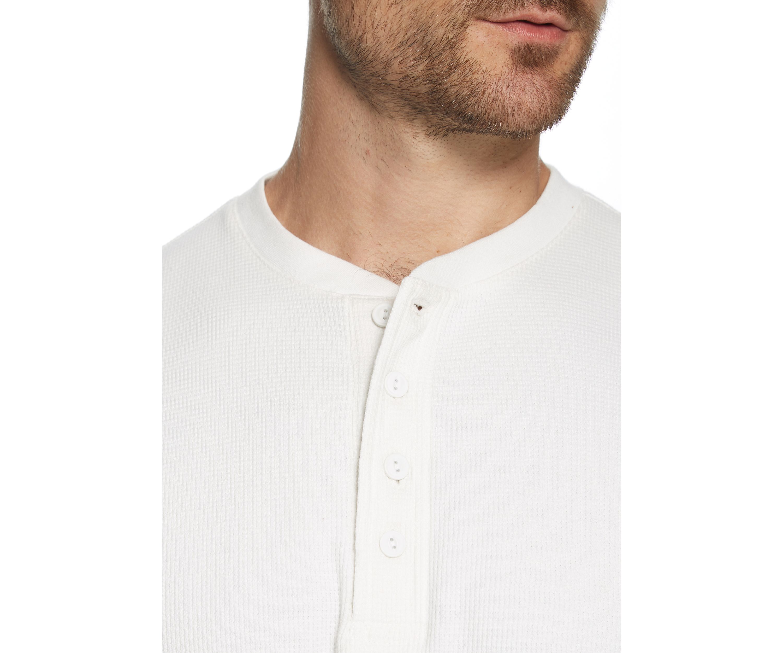 Mens Long Sleeved Waffle Henley T-Shirt