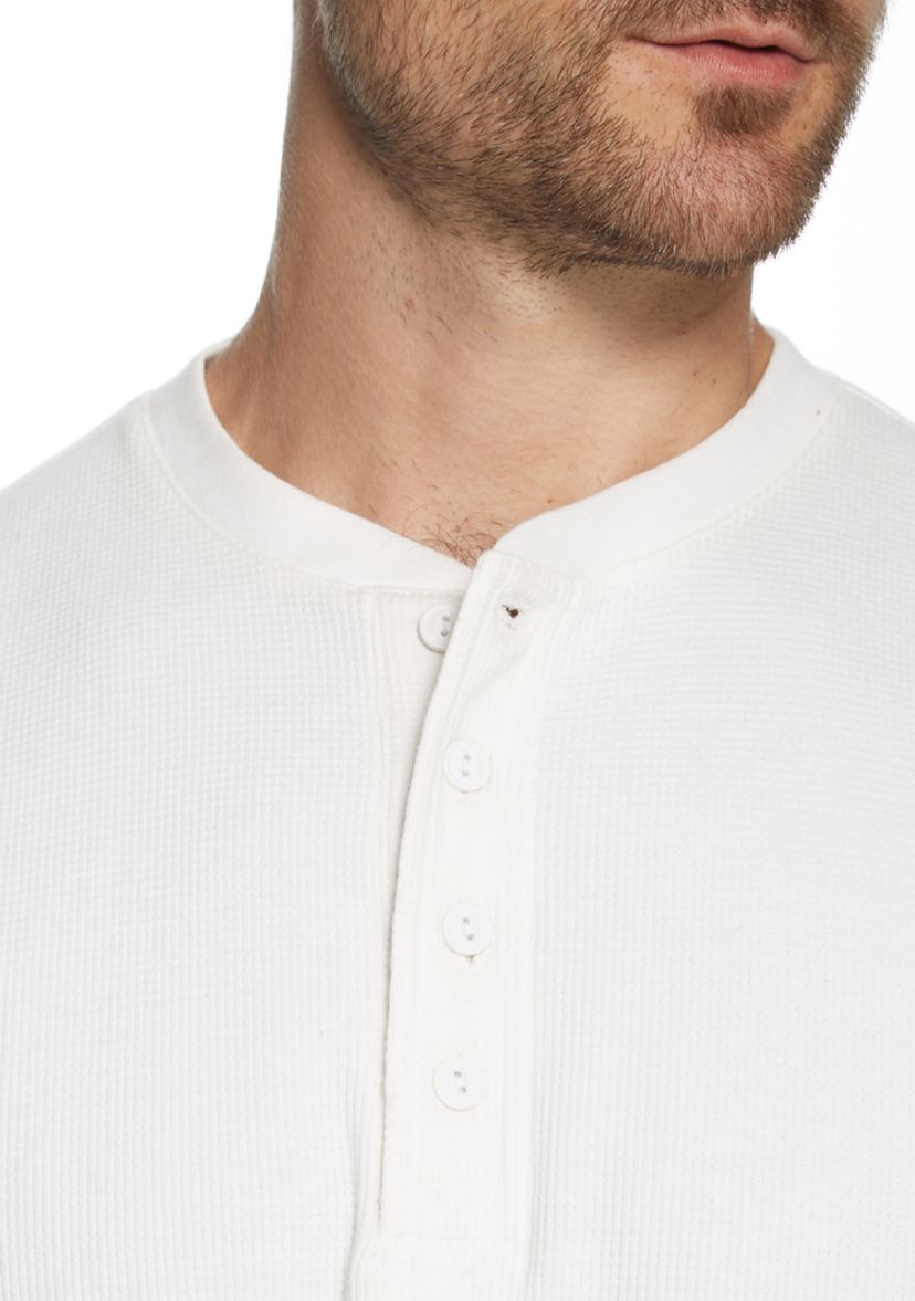 Mens Long Sleeved Waffle Henley T-Shirt
