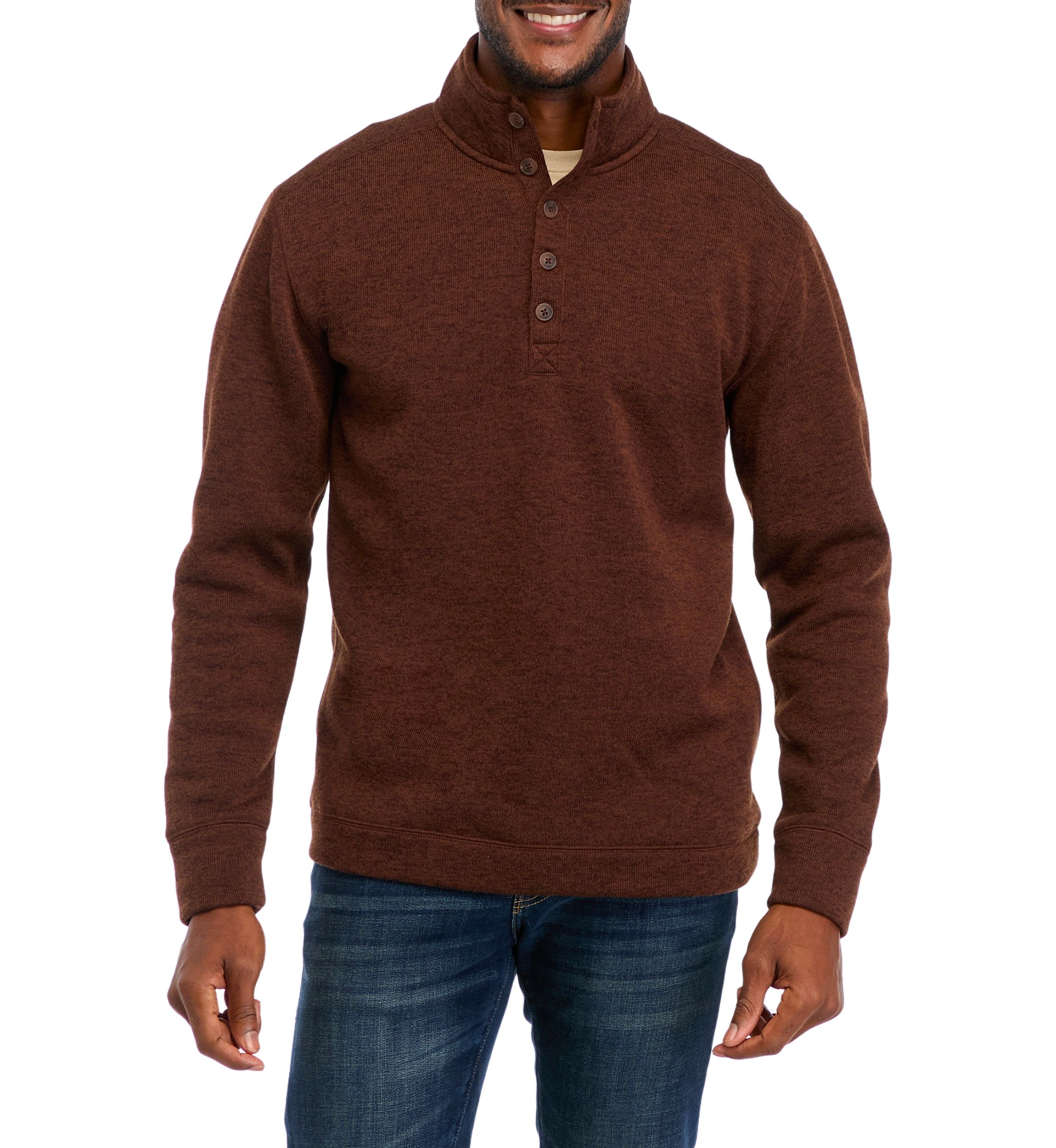 Mens Button Snap Fleece Sweater 