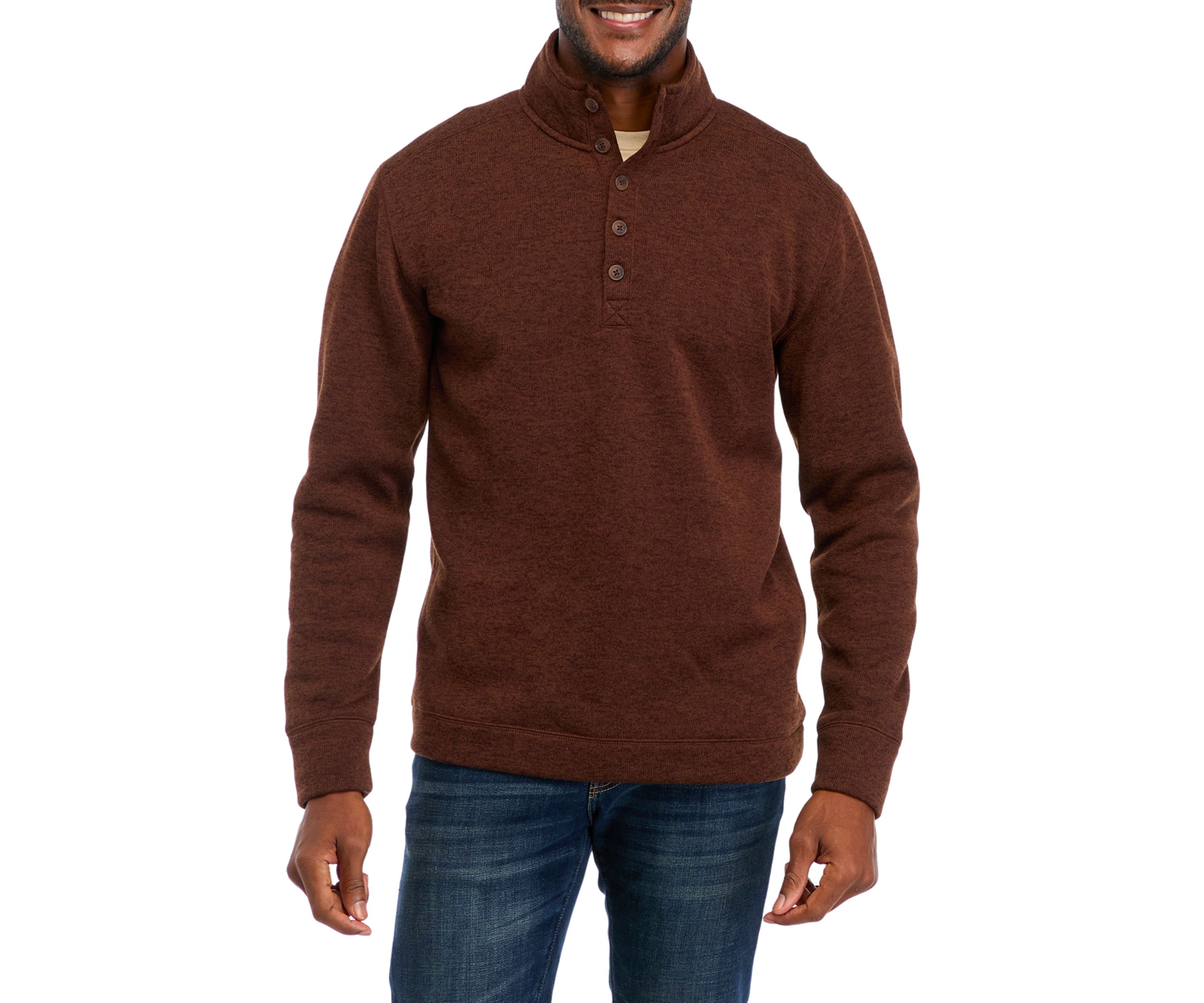 Mens Button Snap Fleece Sweater 