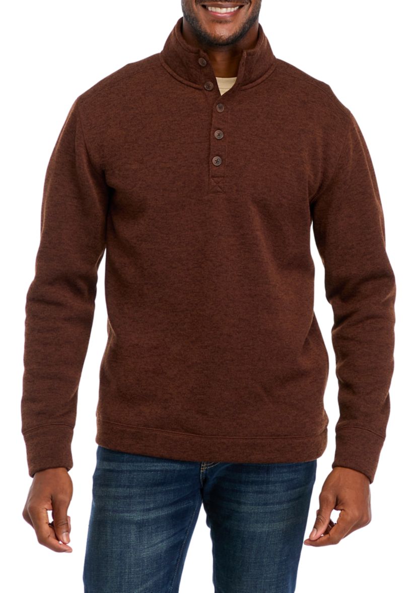 Mens Button Snap Fleece Sweater 