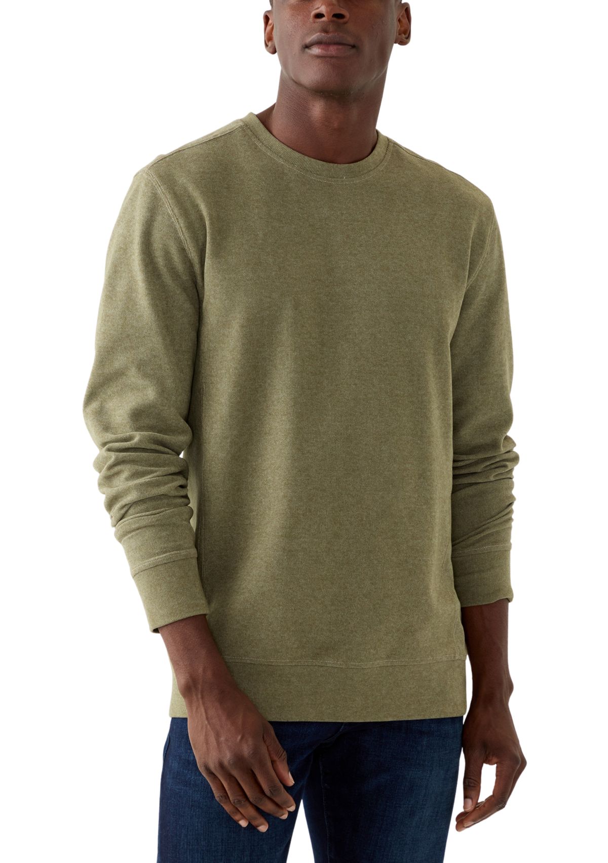 Mens Long Sleeve Brushed Crew Neck Knit Pullover