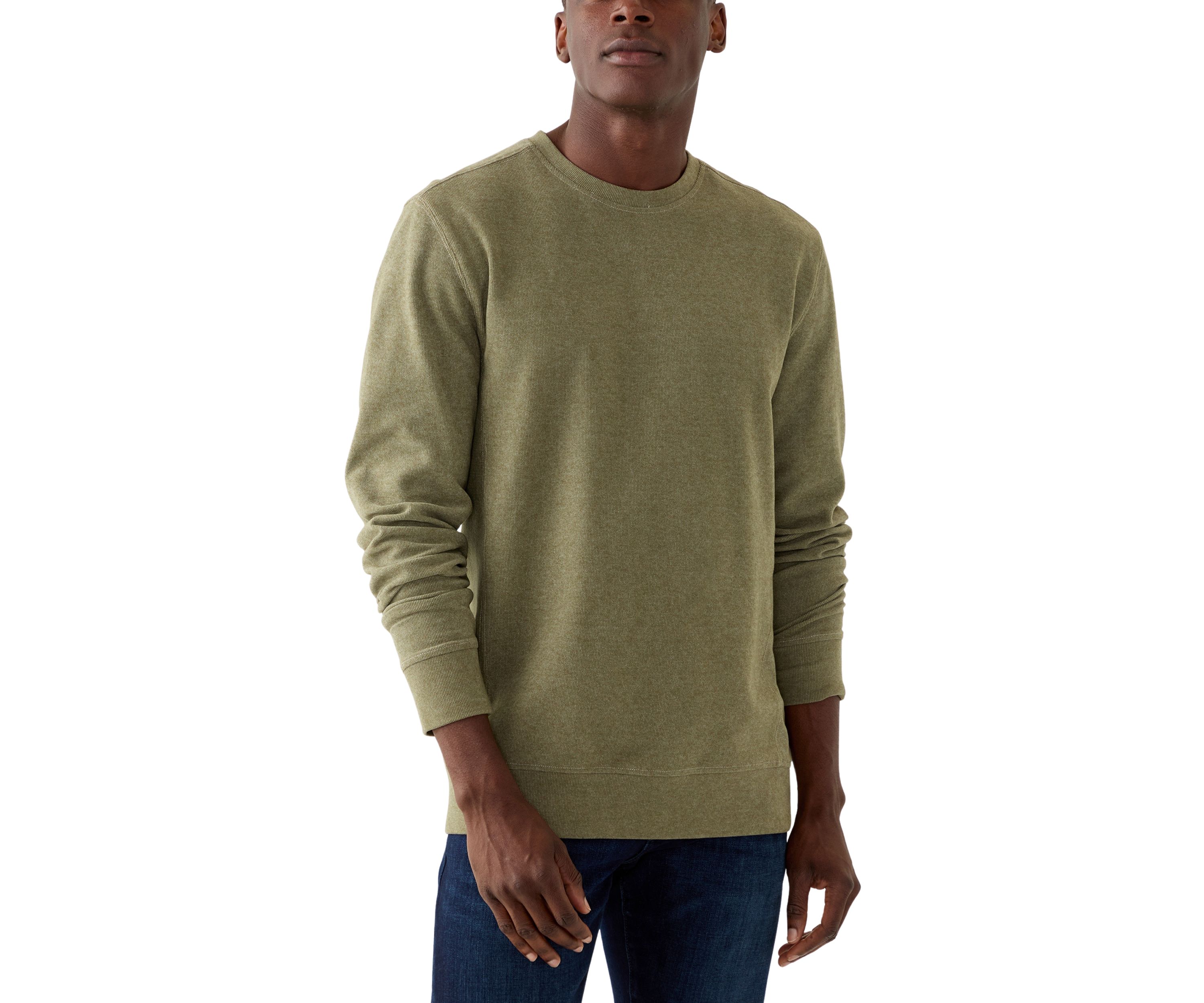 Mens Long Sleeve Brushed Crew Neck Knit Pullover