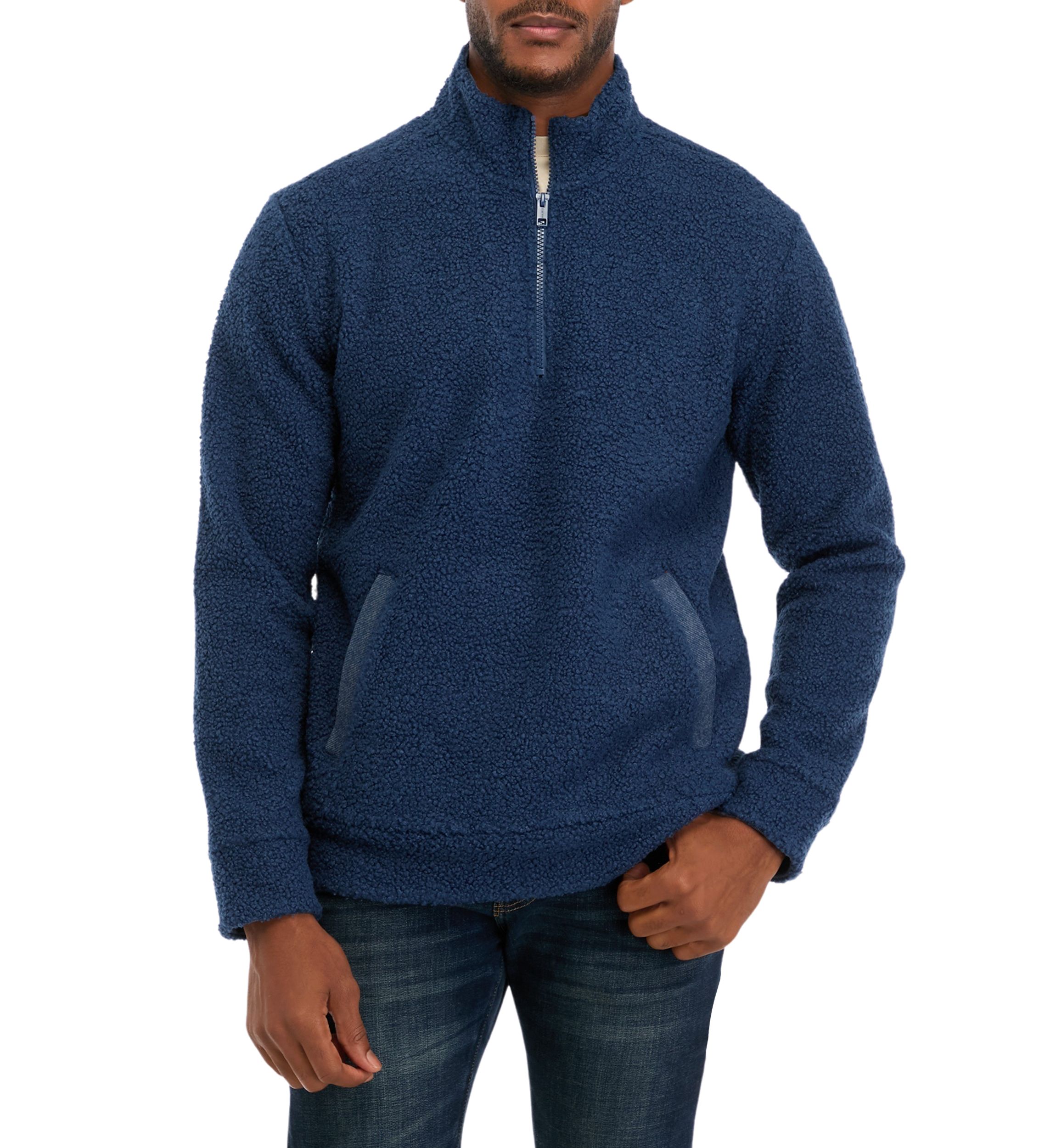 1/4 Zip Teddy Sherpa Pullover with Trim 