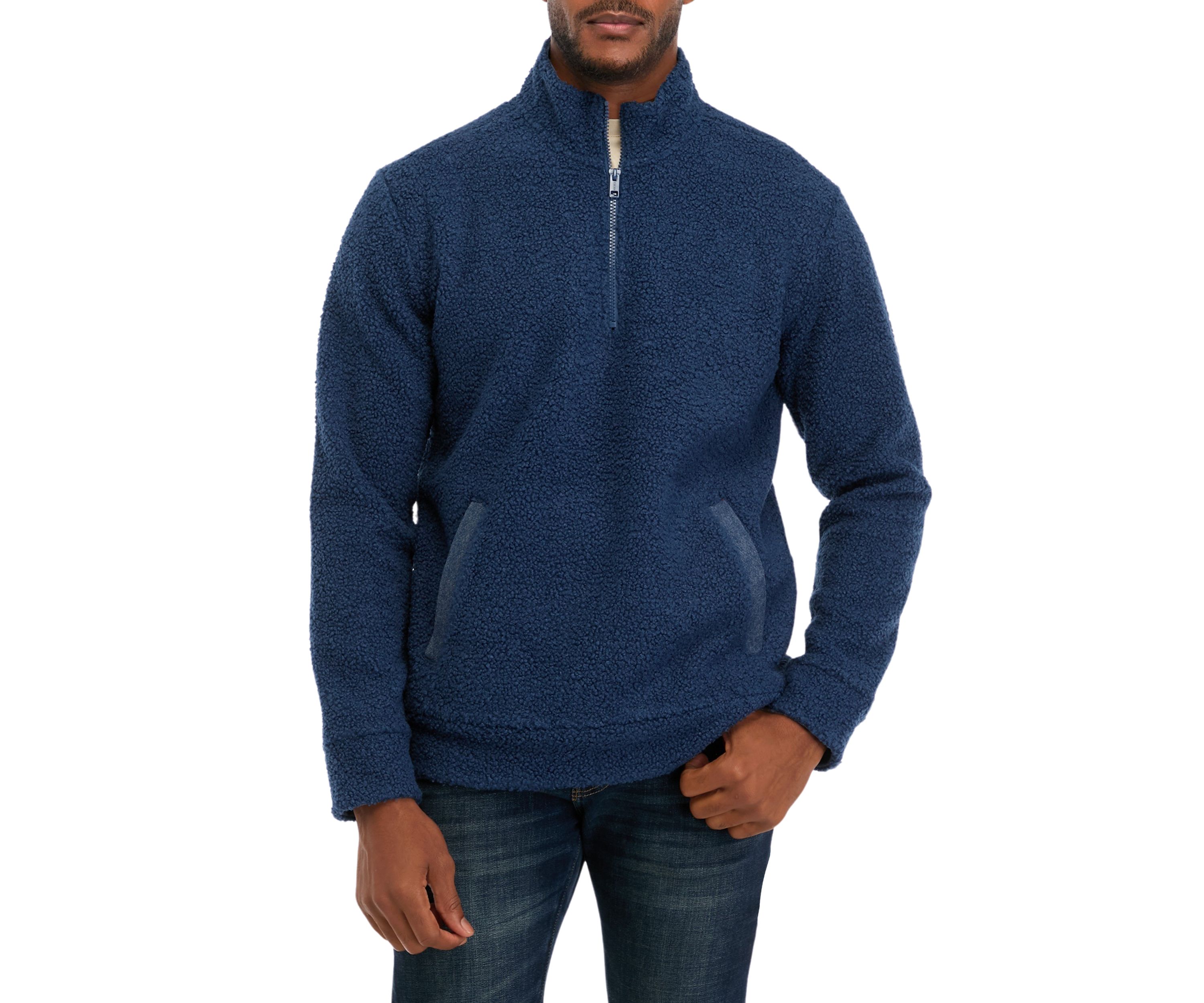 1/4 Zip Teddy Sherpa Pullover with Trim 