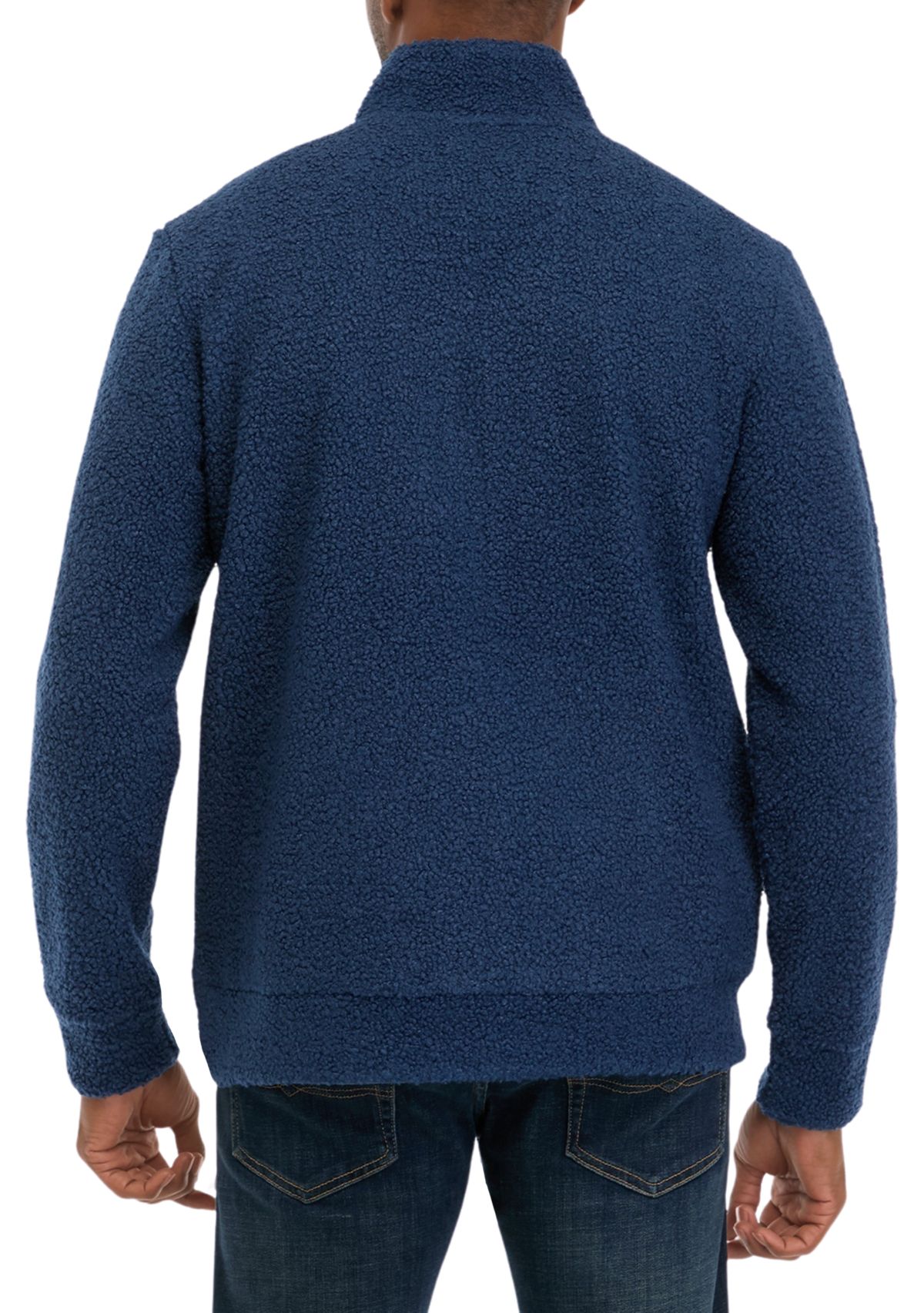 1/4 Zip Teddy Sherpa Pullover with Trim 