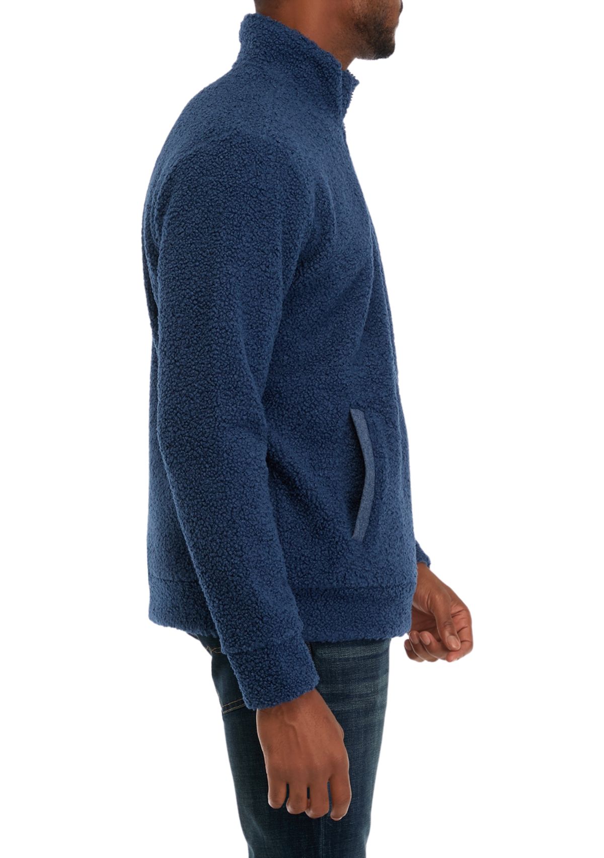 1/4 Zip Teddy Sherpa Pullover with Trim 