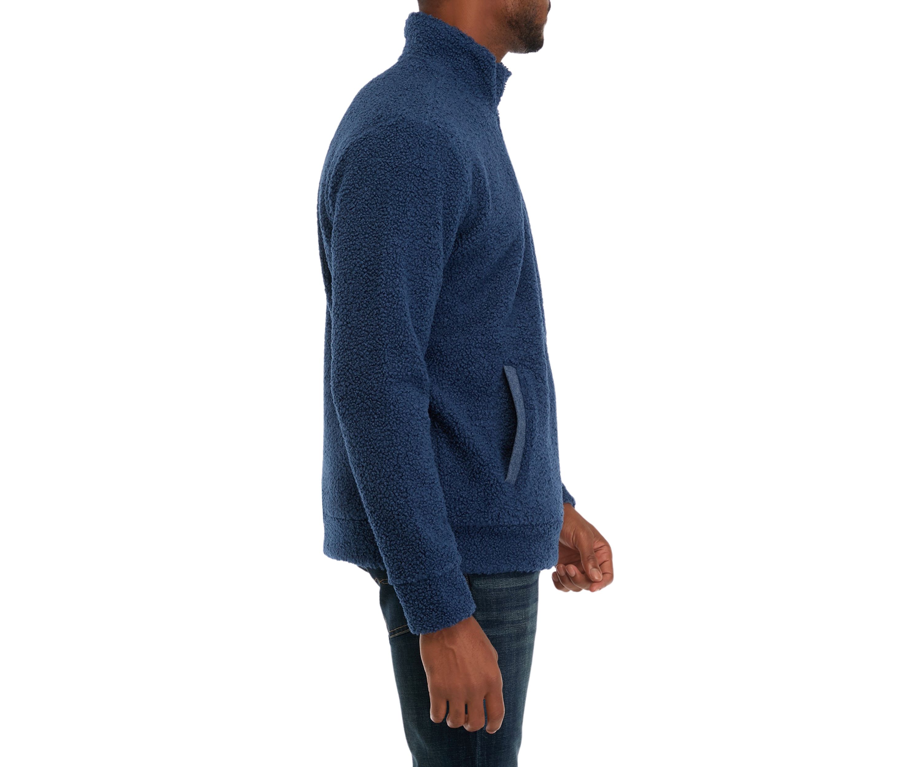 1/4 Zip Teddy Sherpa Pullover with Trim 