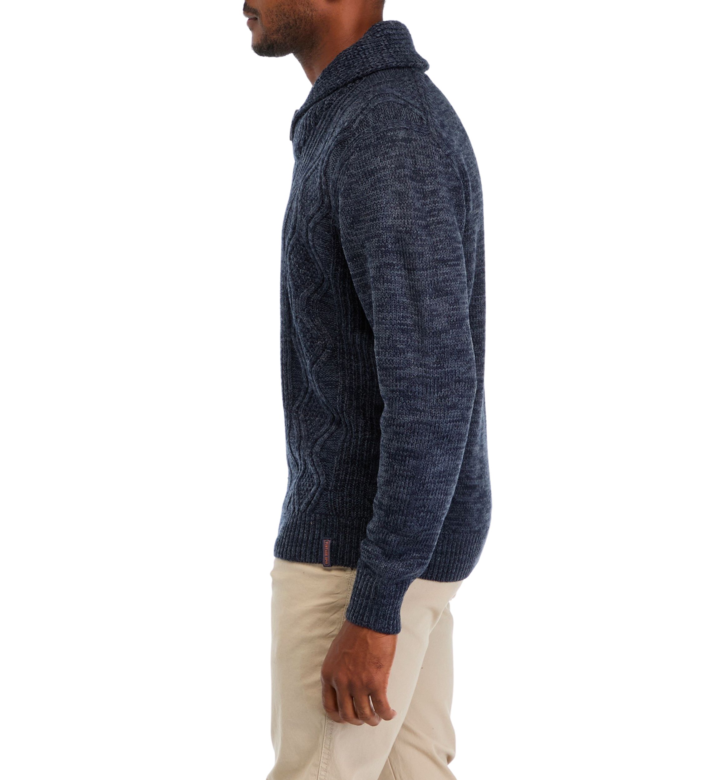 Mens Chunky Cable Knit Fisherman Toggle Sweater 