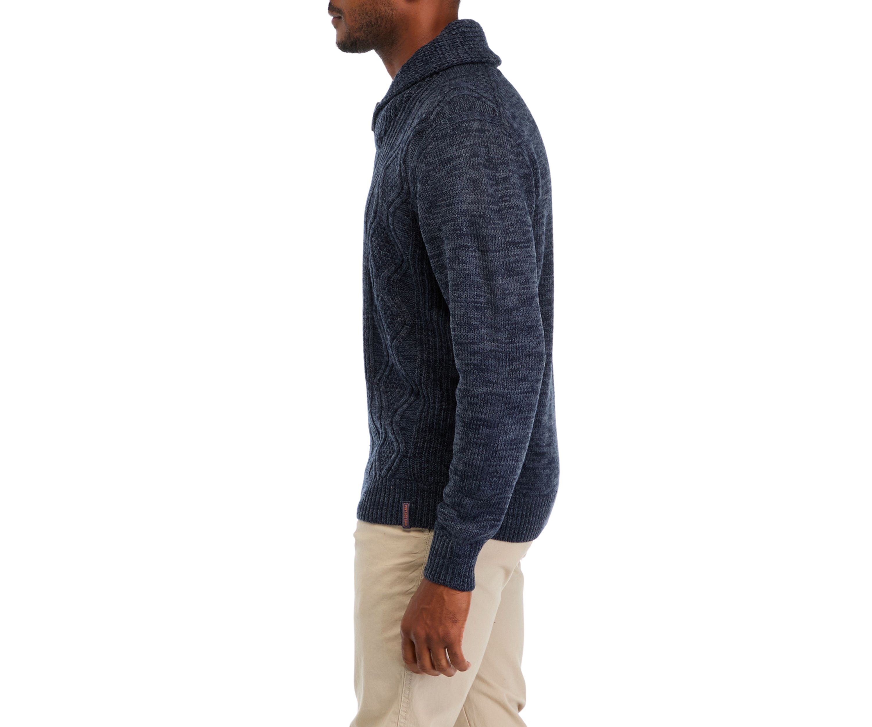 Mens Chunky Cable Knit Fisherman Toggle Sweater 